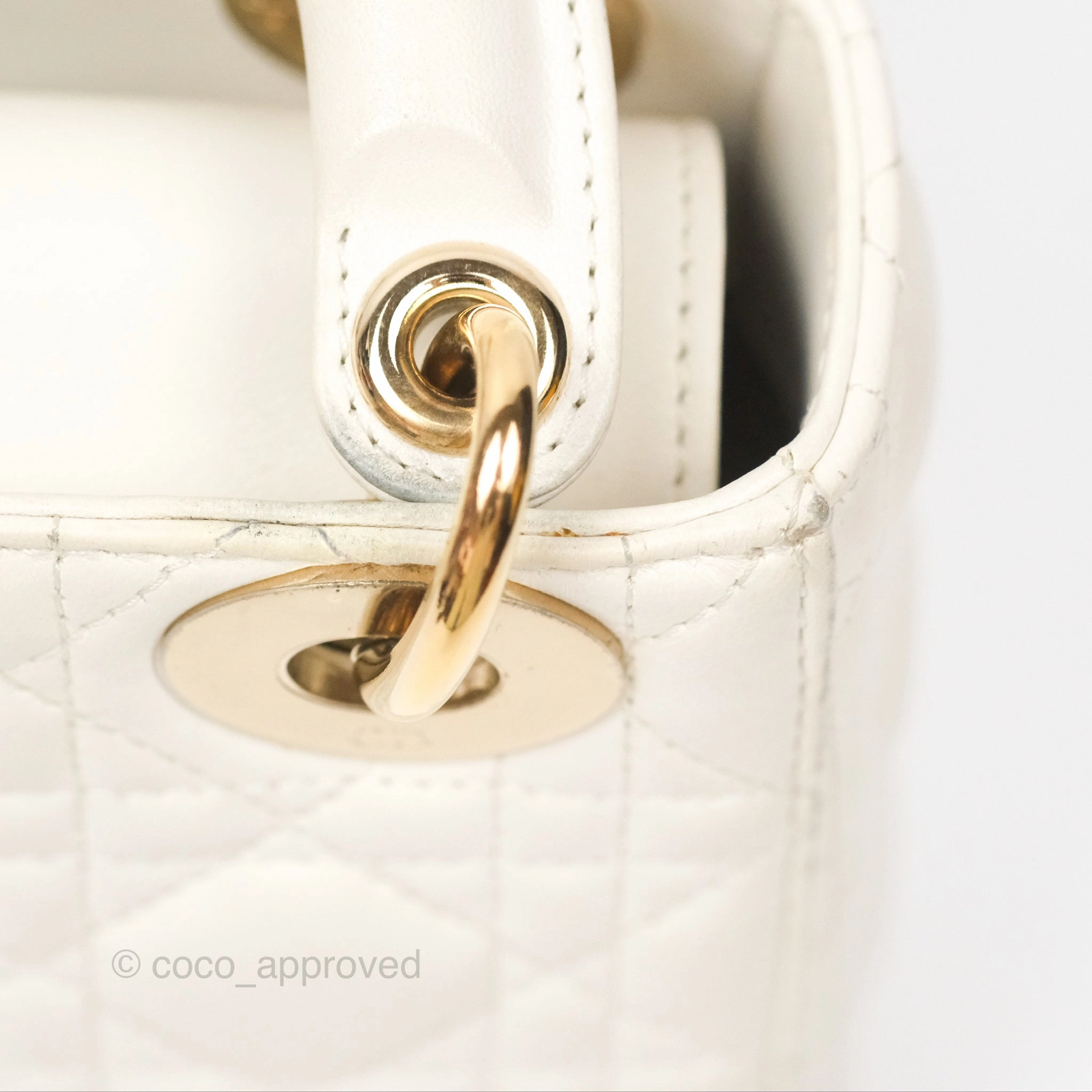 Christian Dior Cannage Mini Lady Dior White Gold Hardware