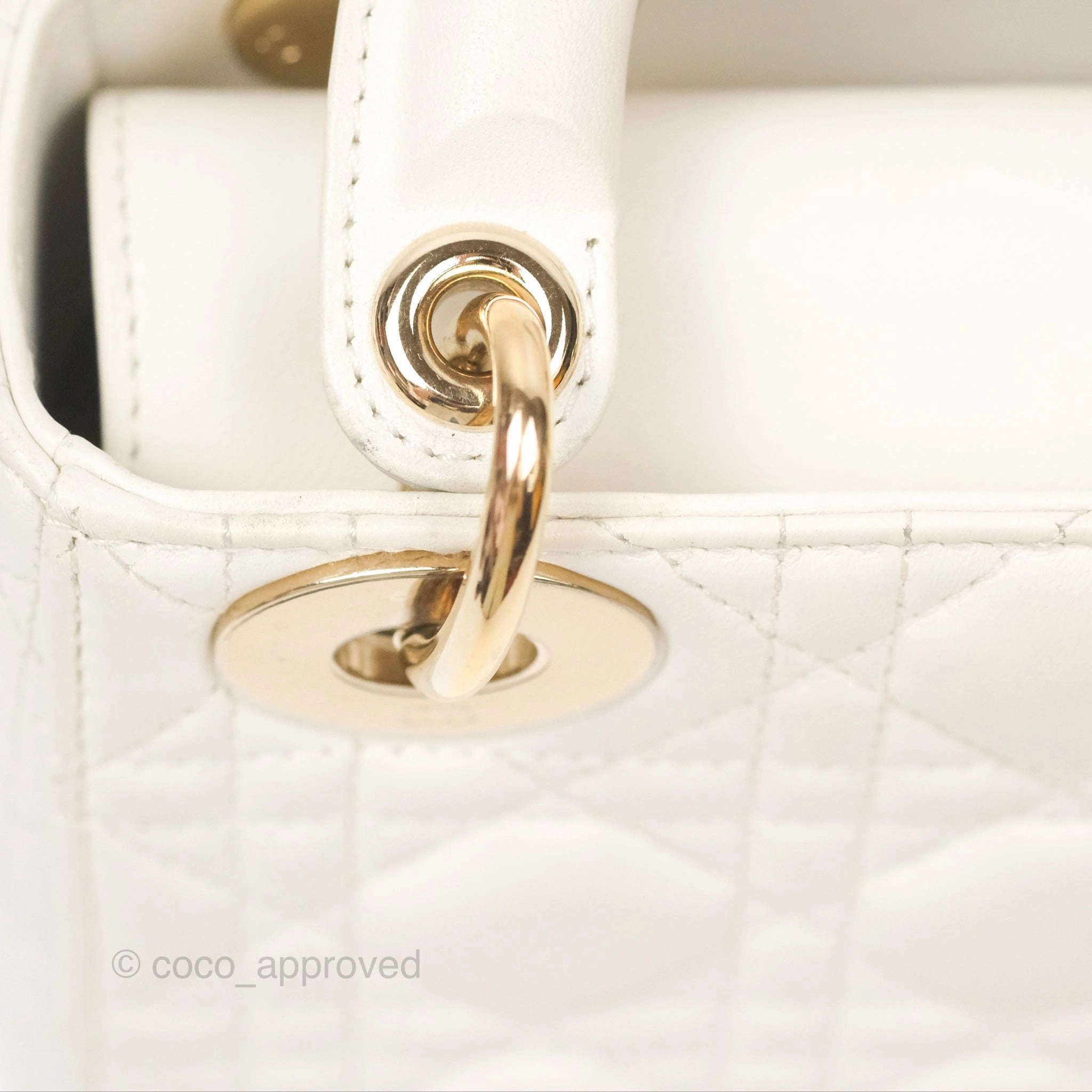 Christian Dior Cannage Mini Lady Dior White Gold Hardware