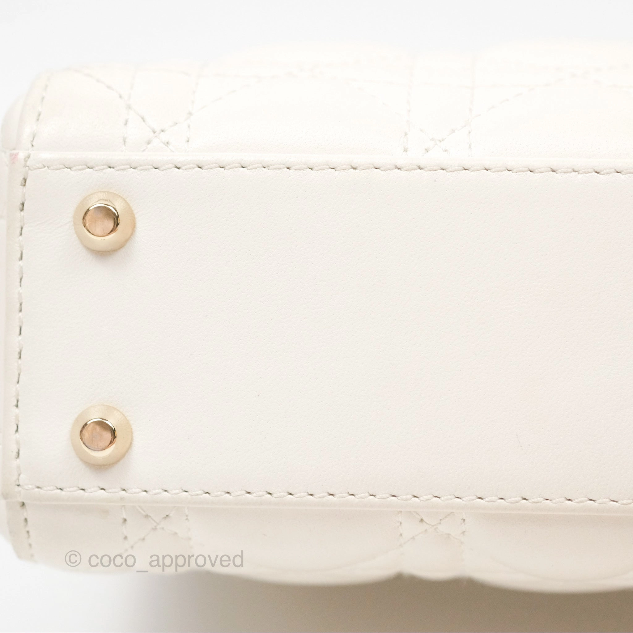Christian Dior Cannage Mini Lady Dior White Gold Hardware
