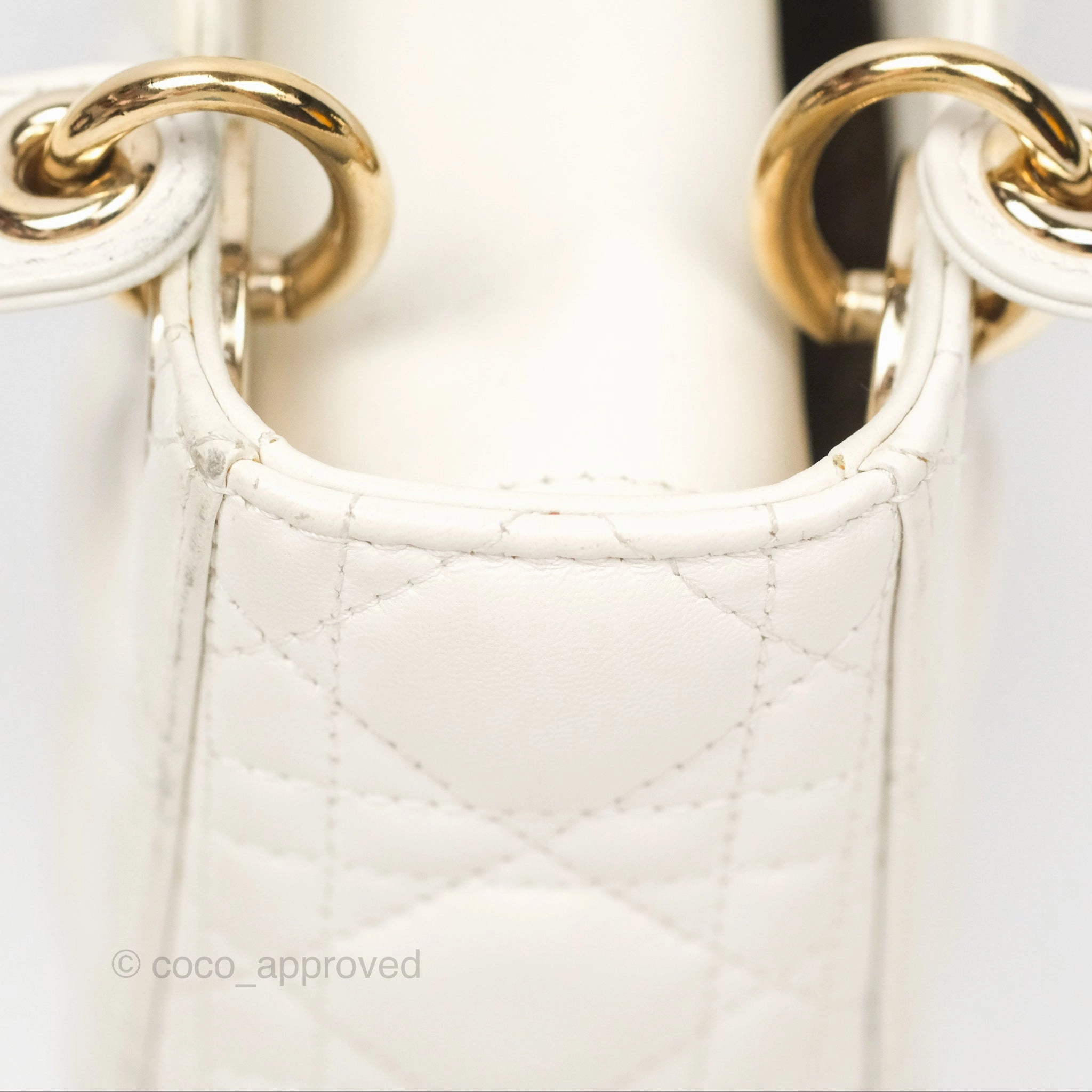 Christian Dior Cannage Mini Lady Dior White Gold Hardware