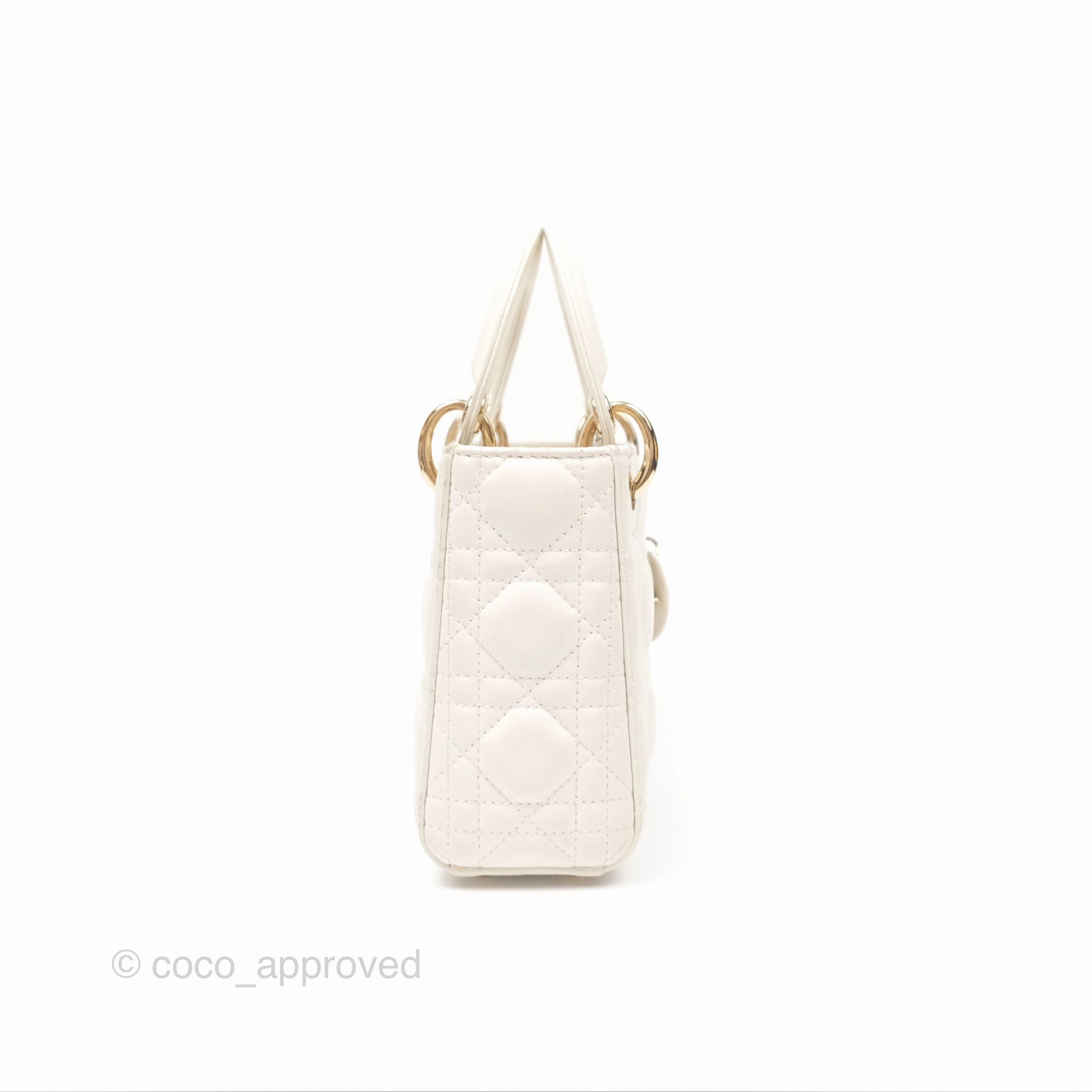 Christian Dior Cannage Mini Lady Dior White Gold Hardware