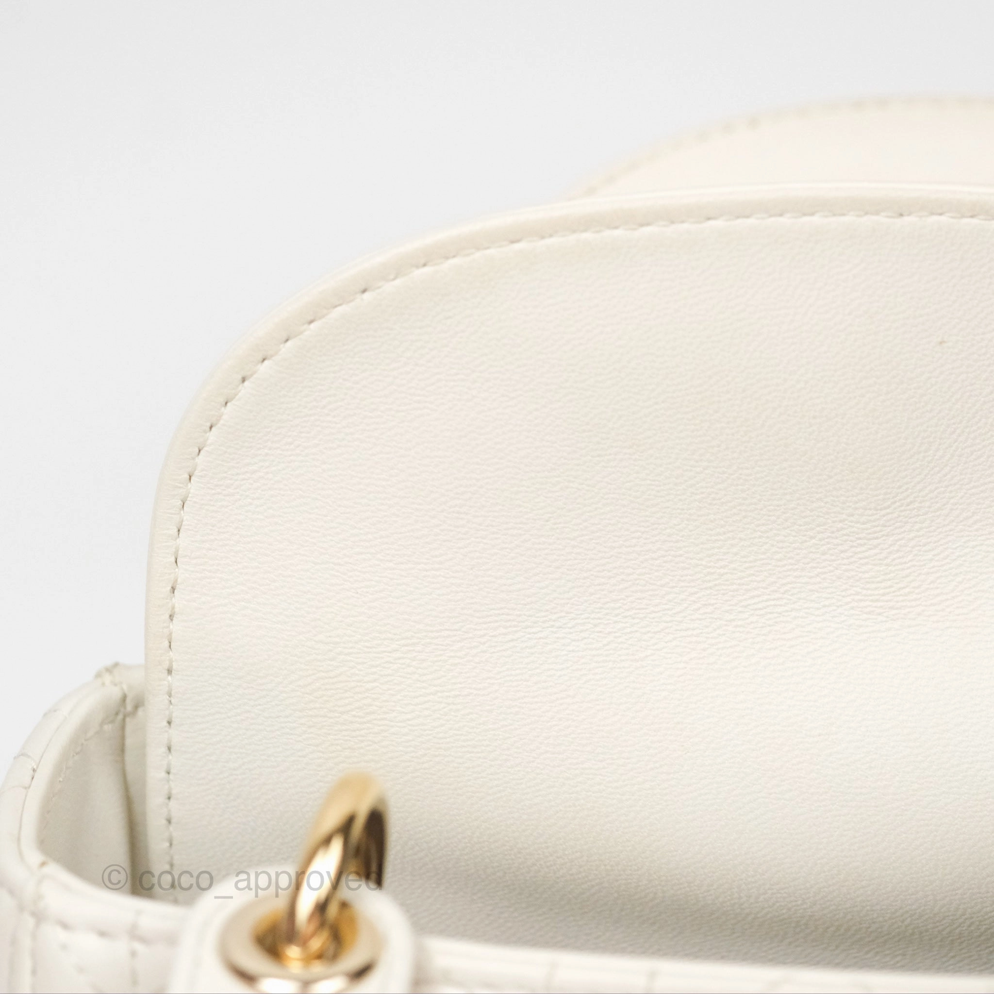 Christian Dior Cannage Mini Lady Dior White Gold Hardware