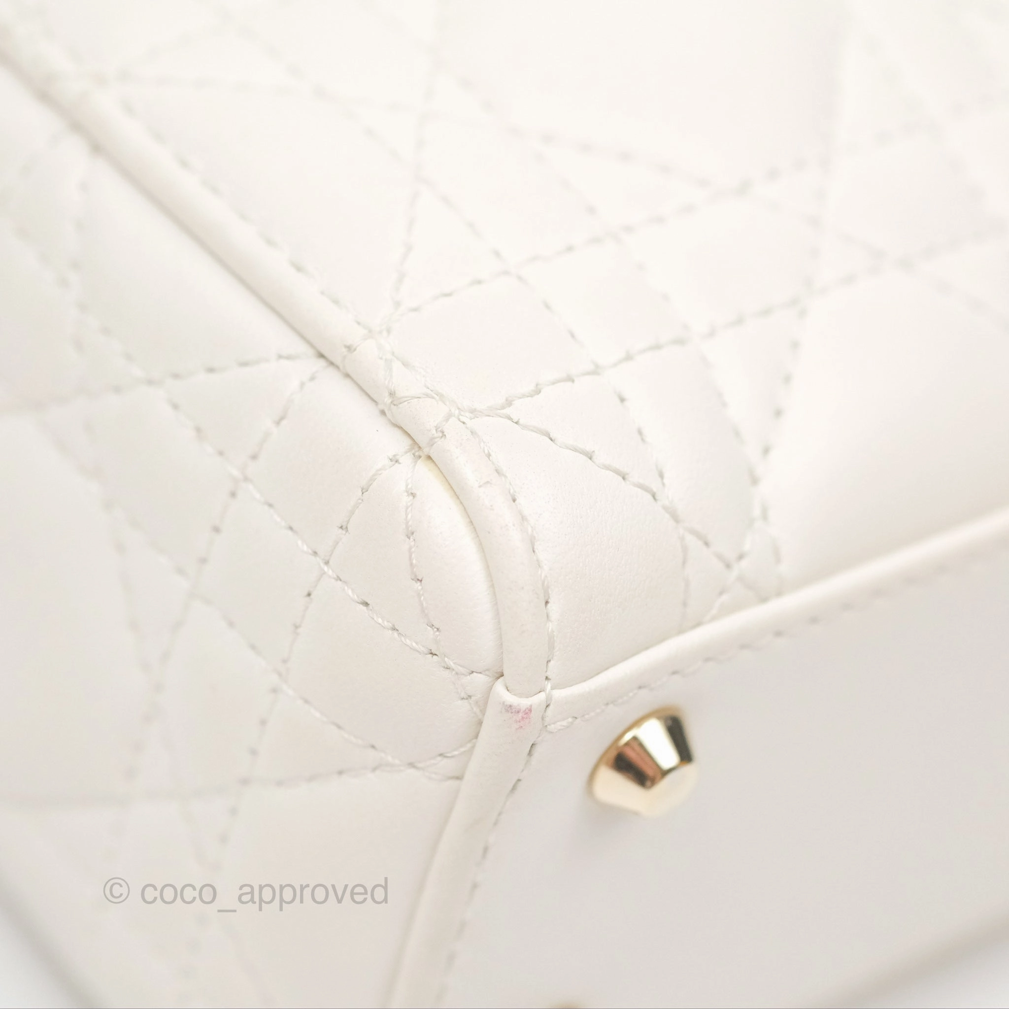 Christian Dior Cannage Mini Lady Dior White Gold Hardware