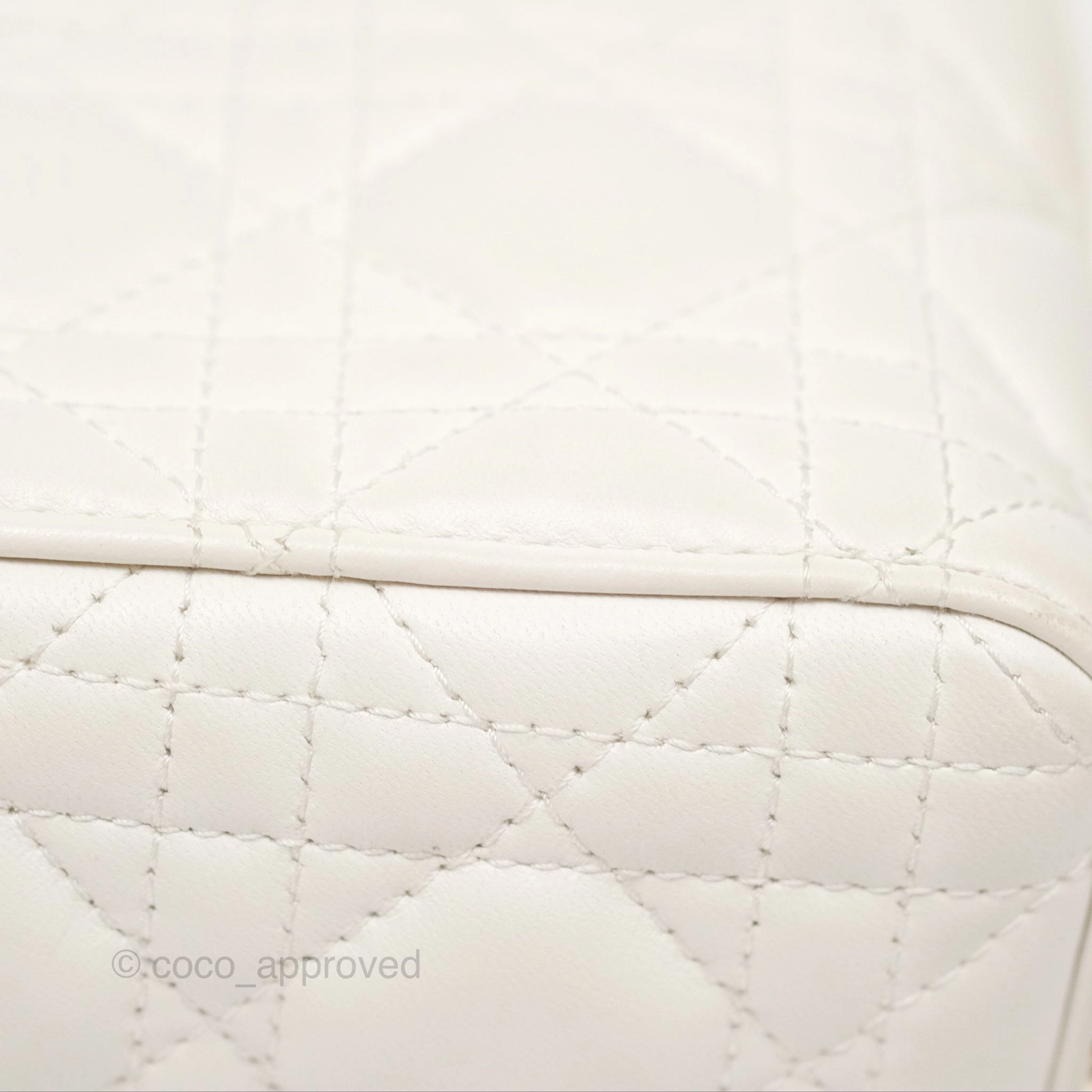 Christian Dior Cannage Mini Lady Dior White Gold Hardware