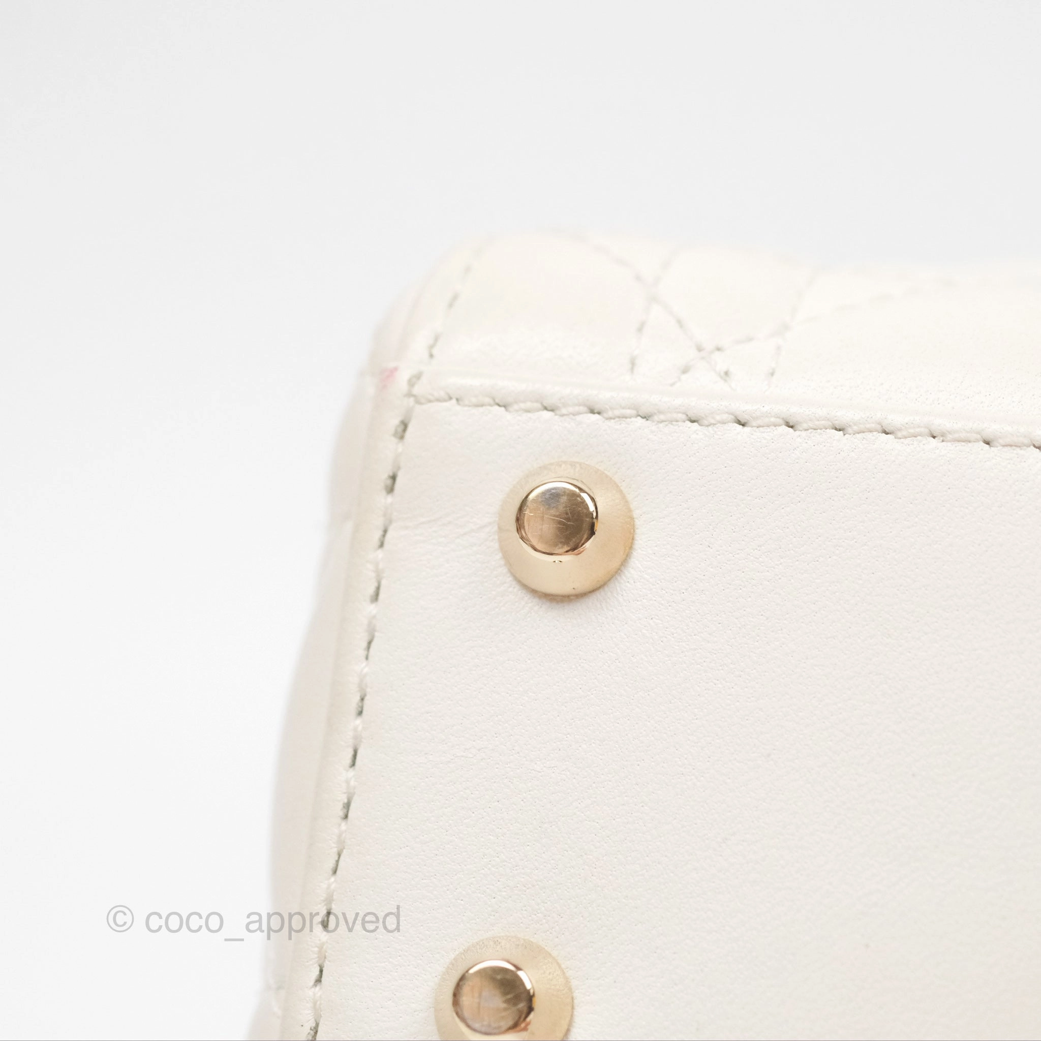 Christian Dior Cannage Mini Lady Dior White Gold Hardware