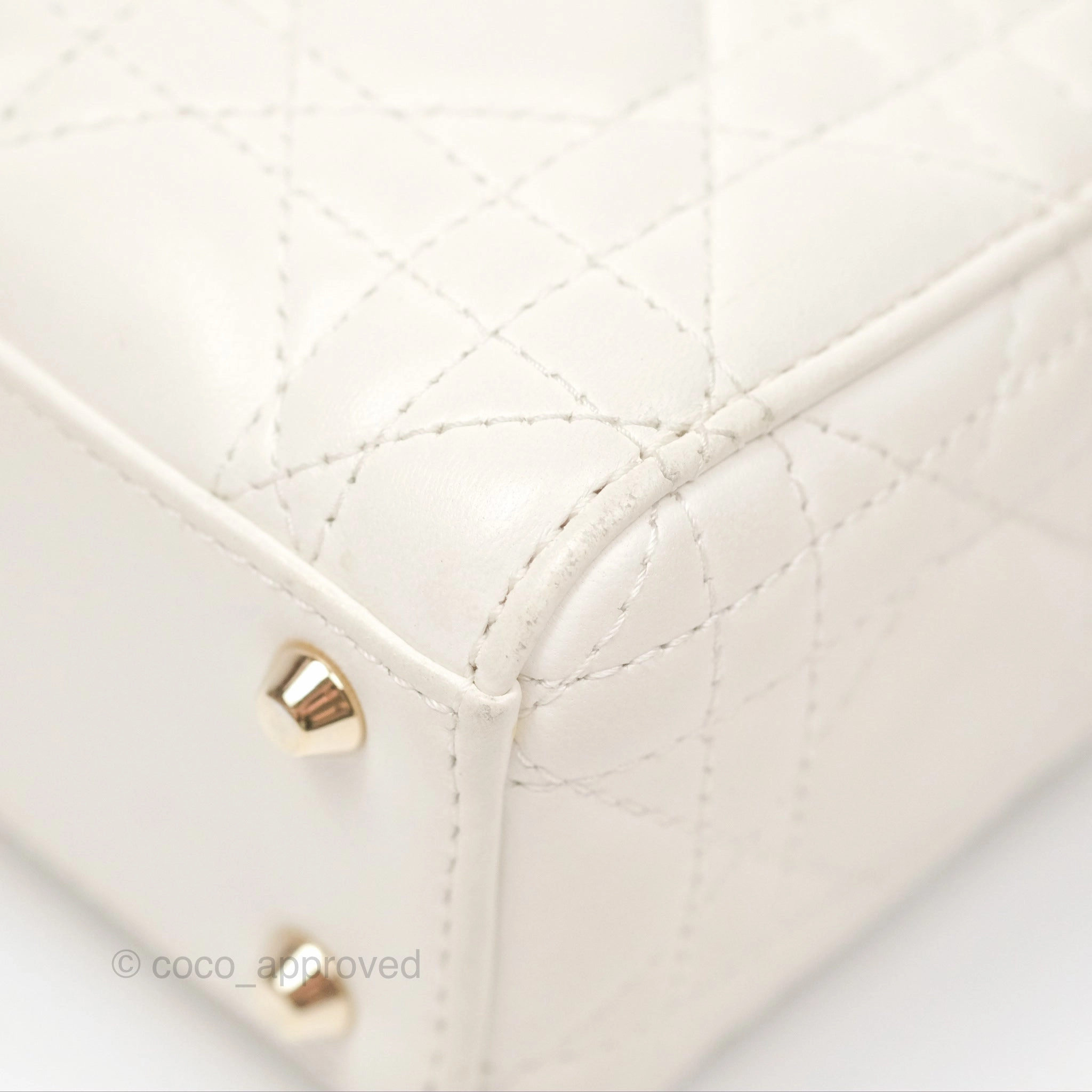Christian Dior Cannage Mini Lady Dior White Gold Hardware