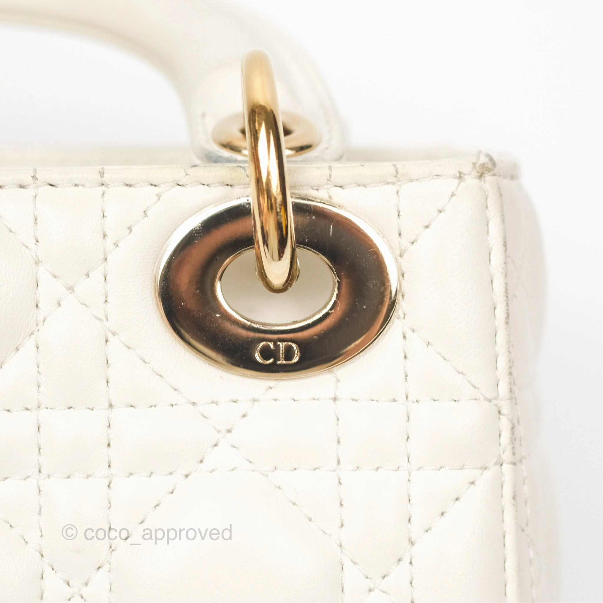 Christian Dior Cannage Mini Lady Dior White Gold Hardware