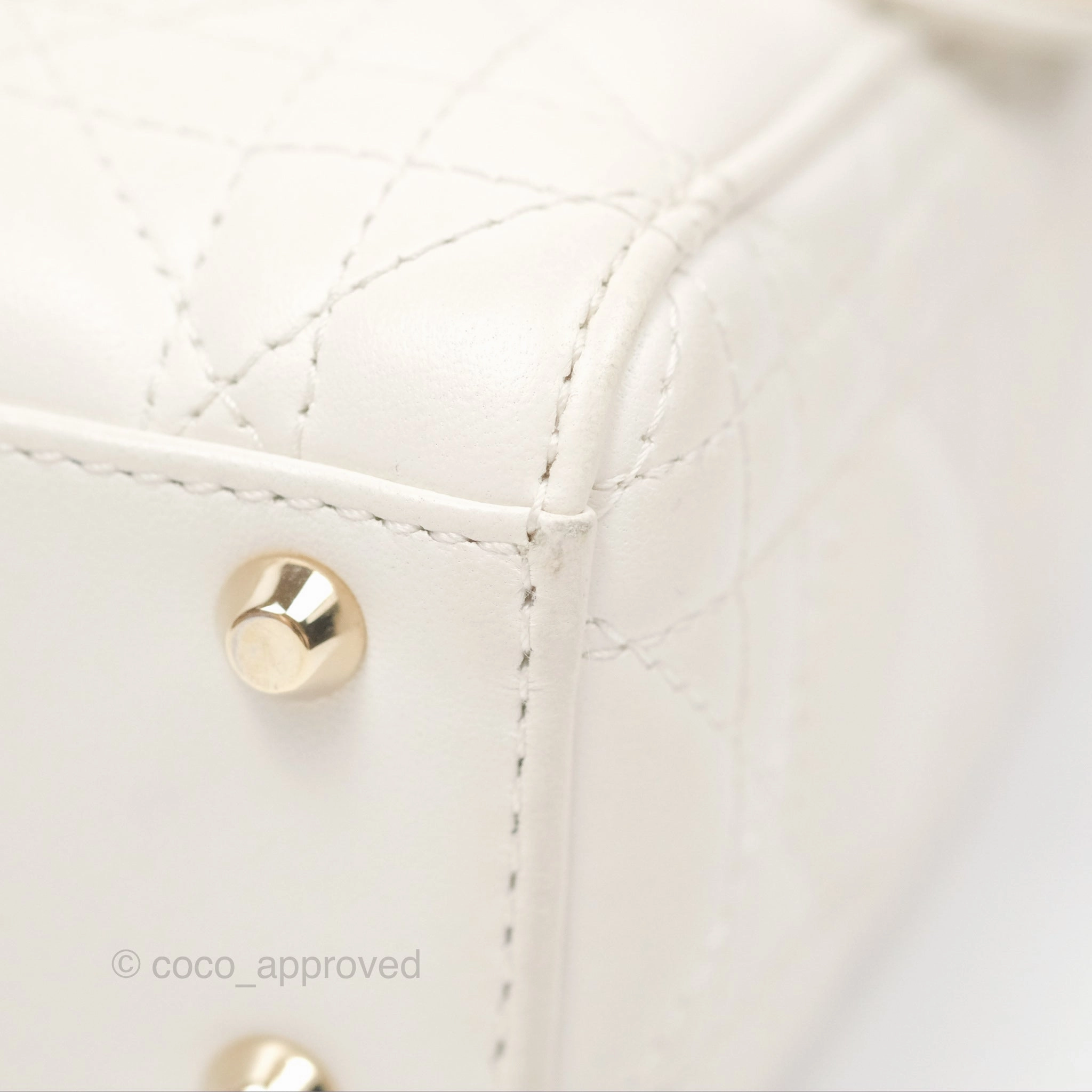 Christian Dior Cannage Mini Lady Dior White Gold Hardware