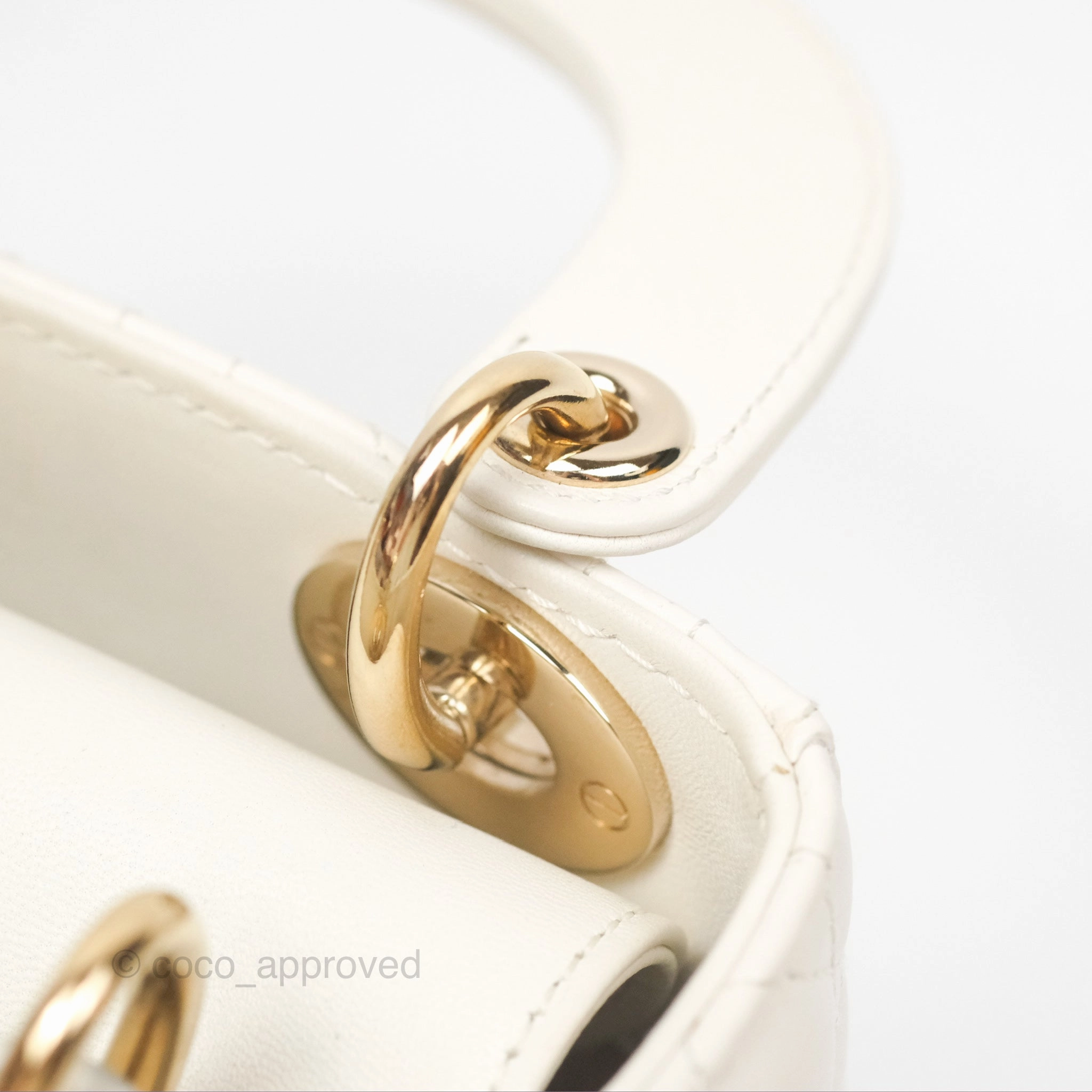 Christian Dior Cannage Mini Lady Dior White Gold Hardware