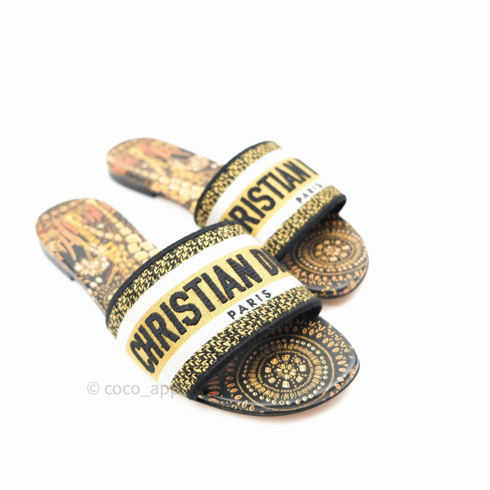 Christian Dior Canvas Embroidered Kaleidioroscopic Mules Slide Sandals 36