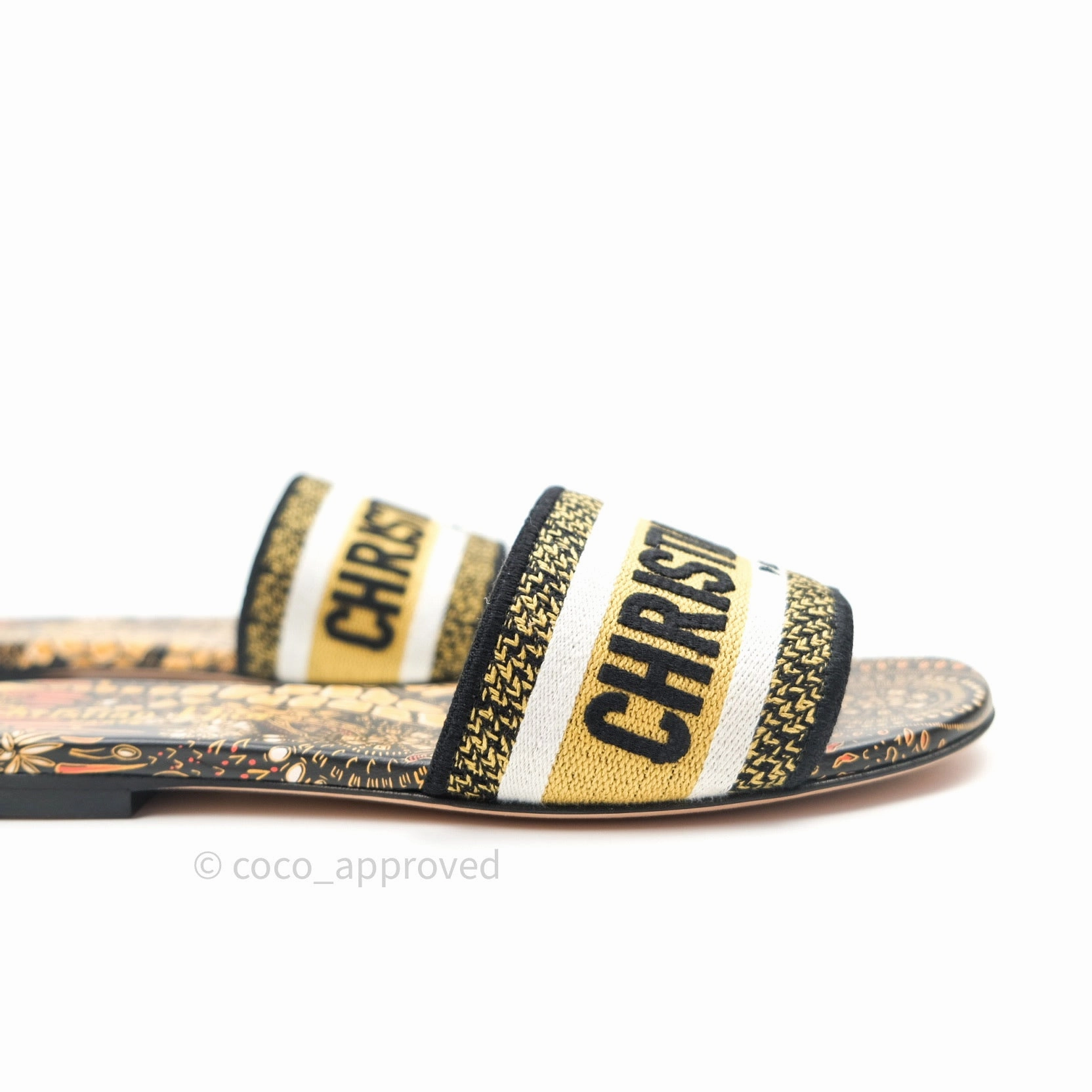 Christian Dior Canvas Embroidered Kaleidioroscopic Mules Slide Sandals 36