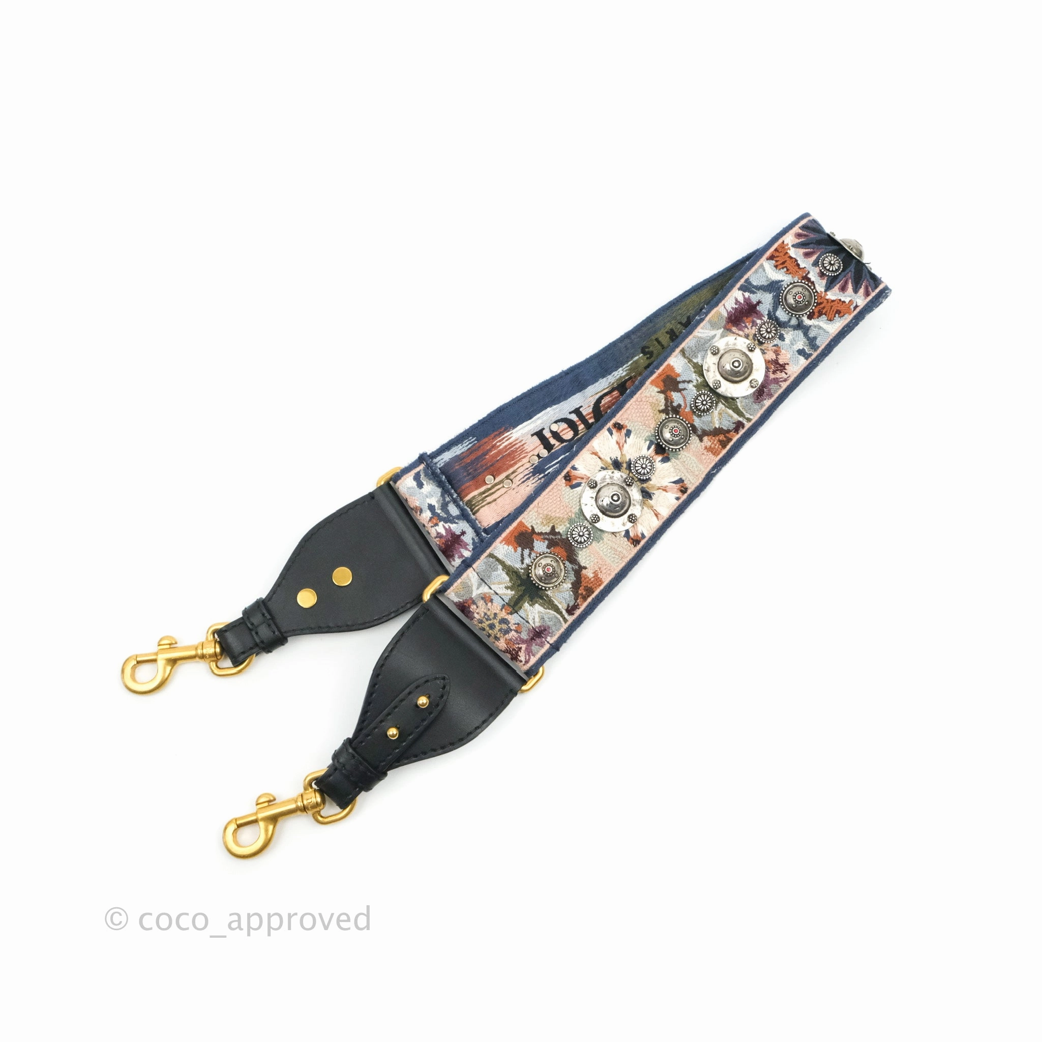 Christian Dior Canvas Embroidered Studded KaleiDiorscopic Shoulder Strap Multicolor