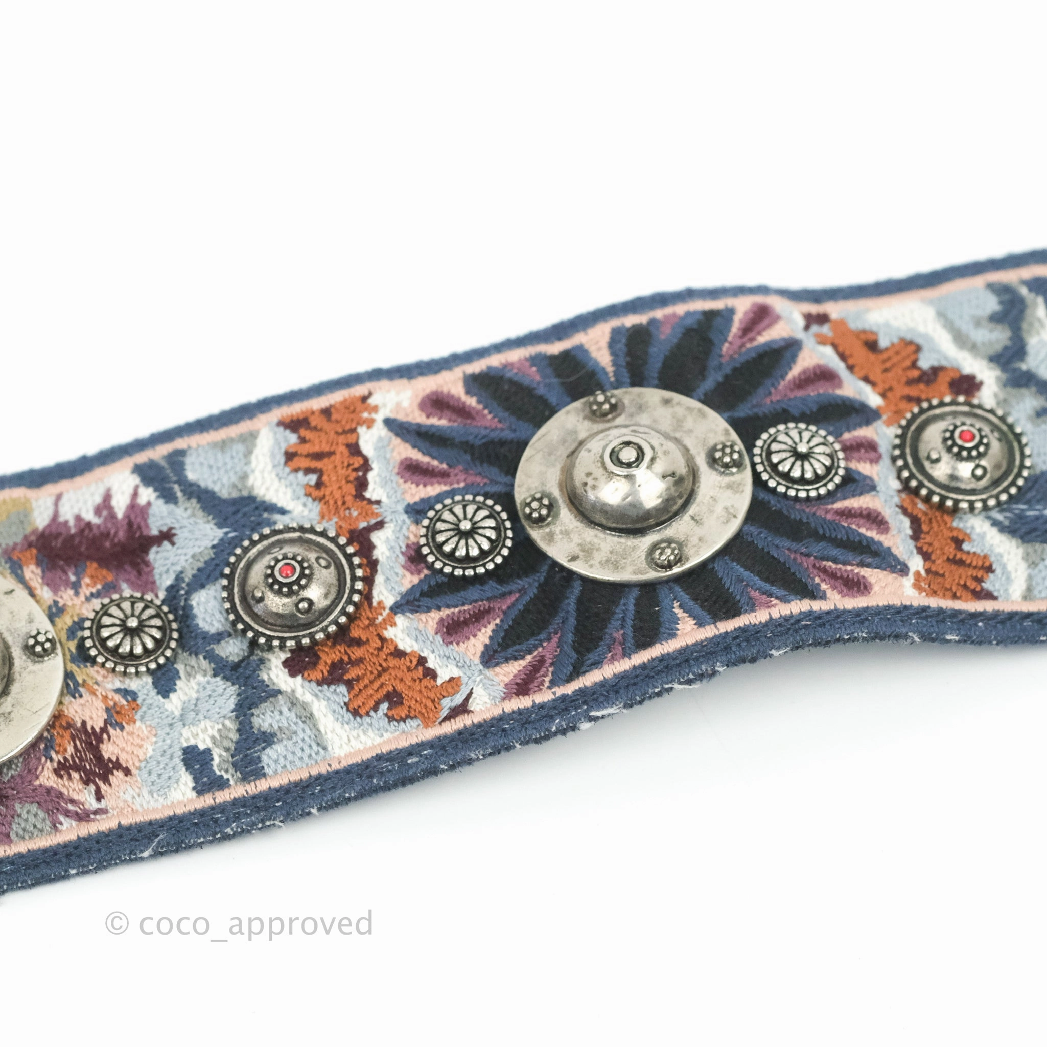 Christian Dior Canvas Embroidered Studded KaleiDiorscopic Shoulder Strap Multicolor