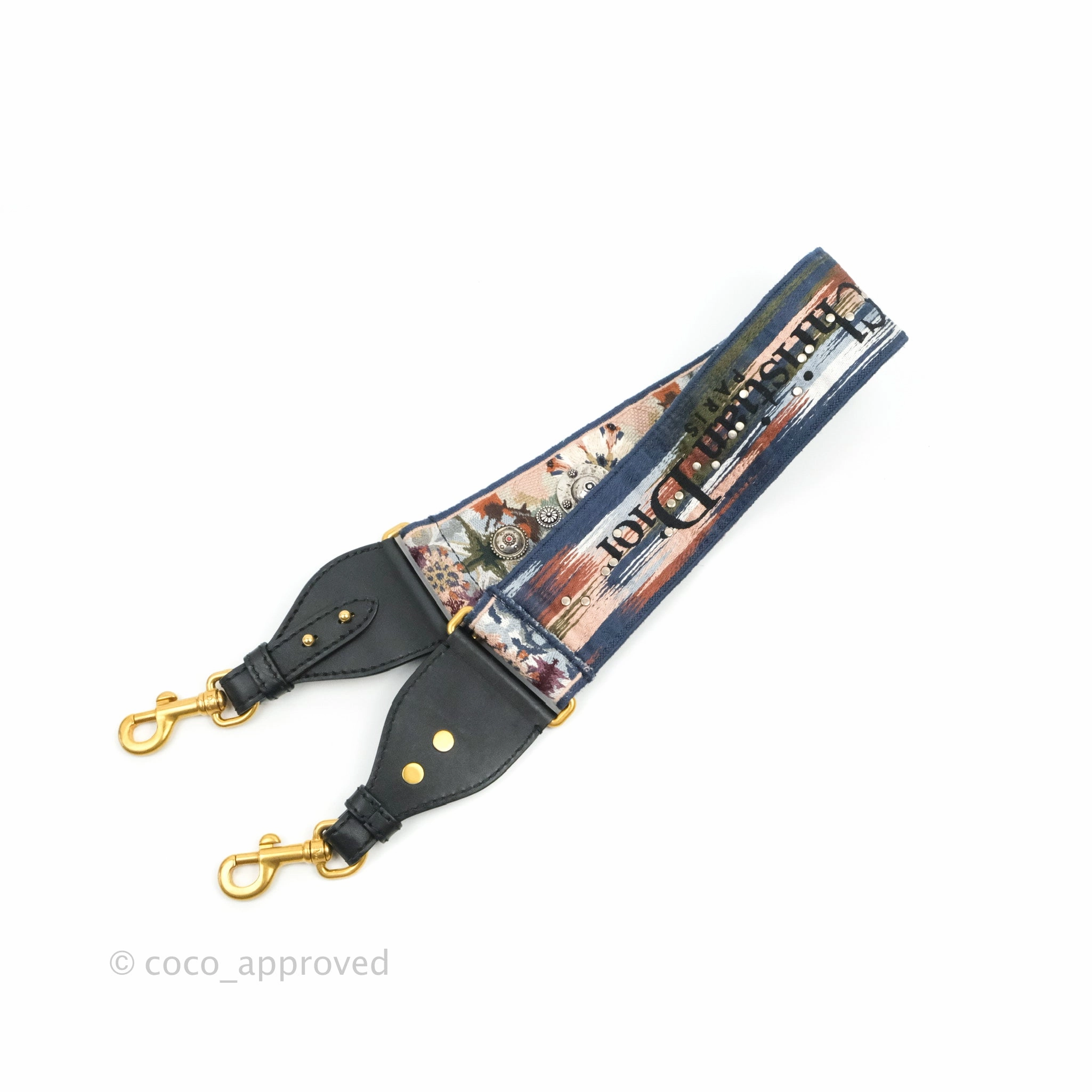 Christian Dior Canvas Embroidered Studded KaleiDiorscopic Shoulder Strap Multicolor