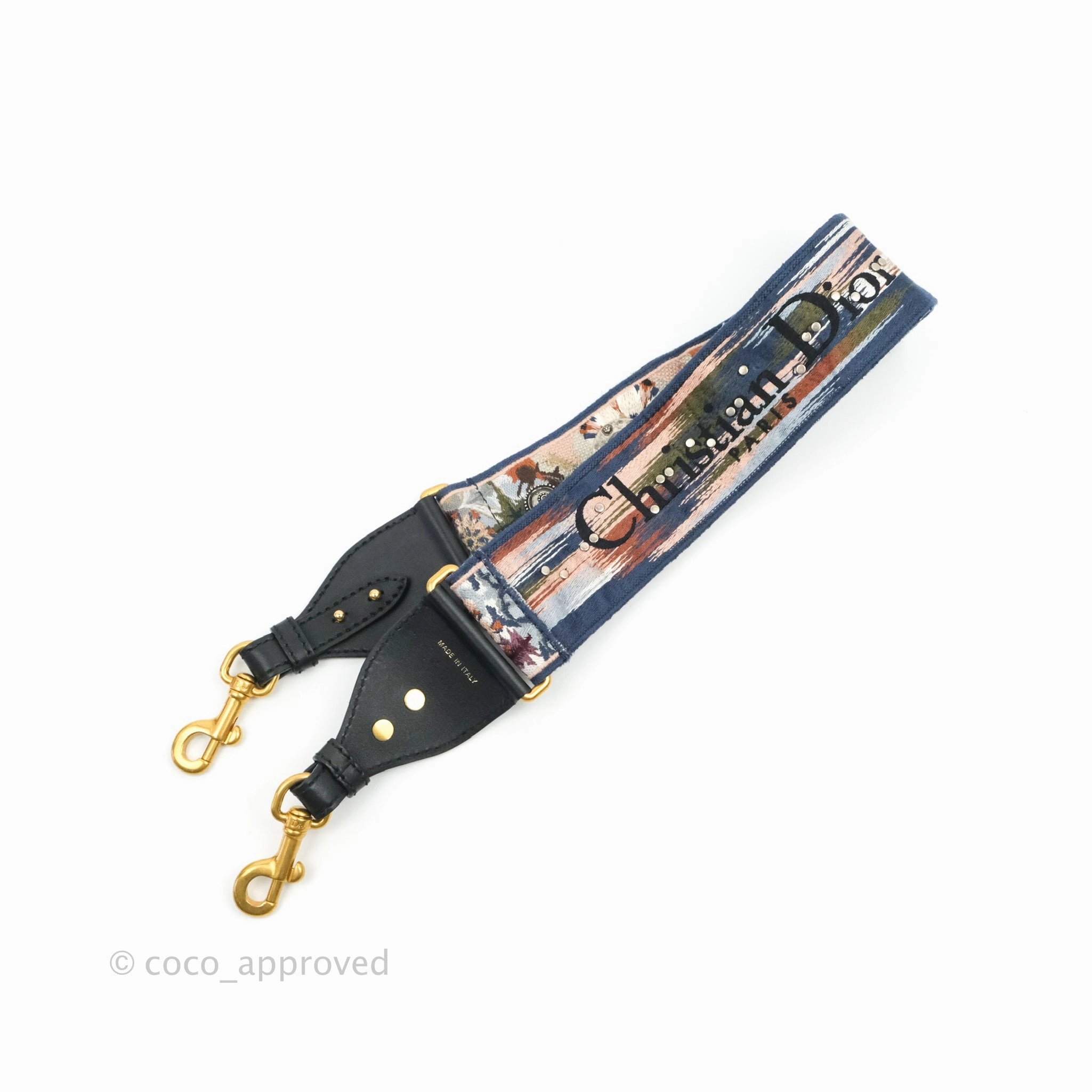 Christian Dior Canvas Embroidered Studded KaleiDiorscopic Shoulder Strap Multicolor