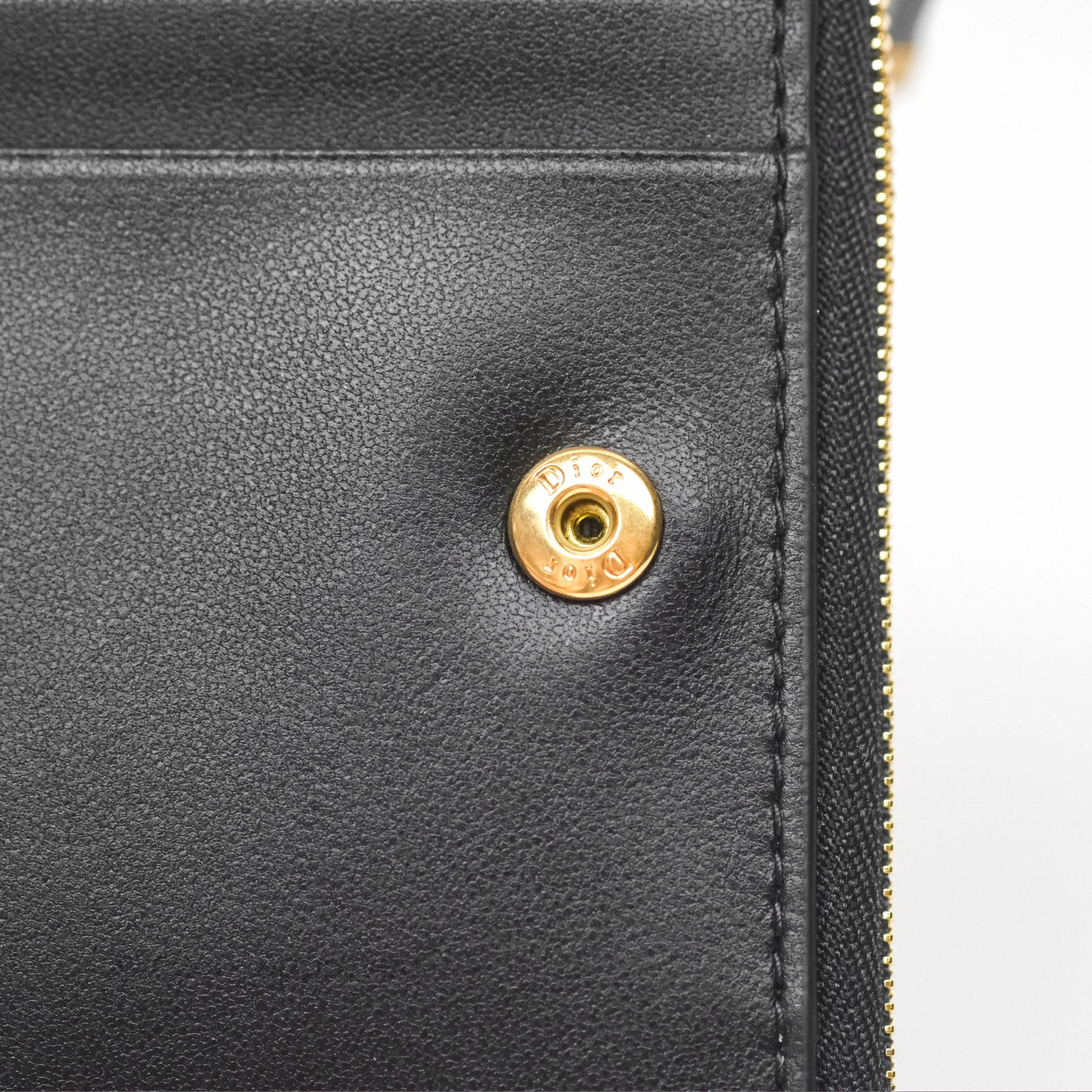 Christian Dior Caro Dahlia Wallet Black Calfskin Gold Hardware