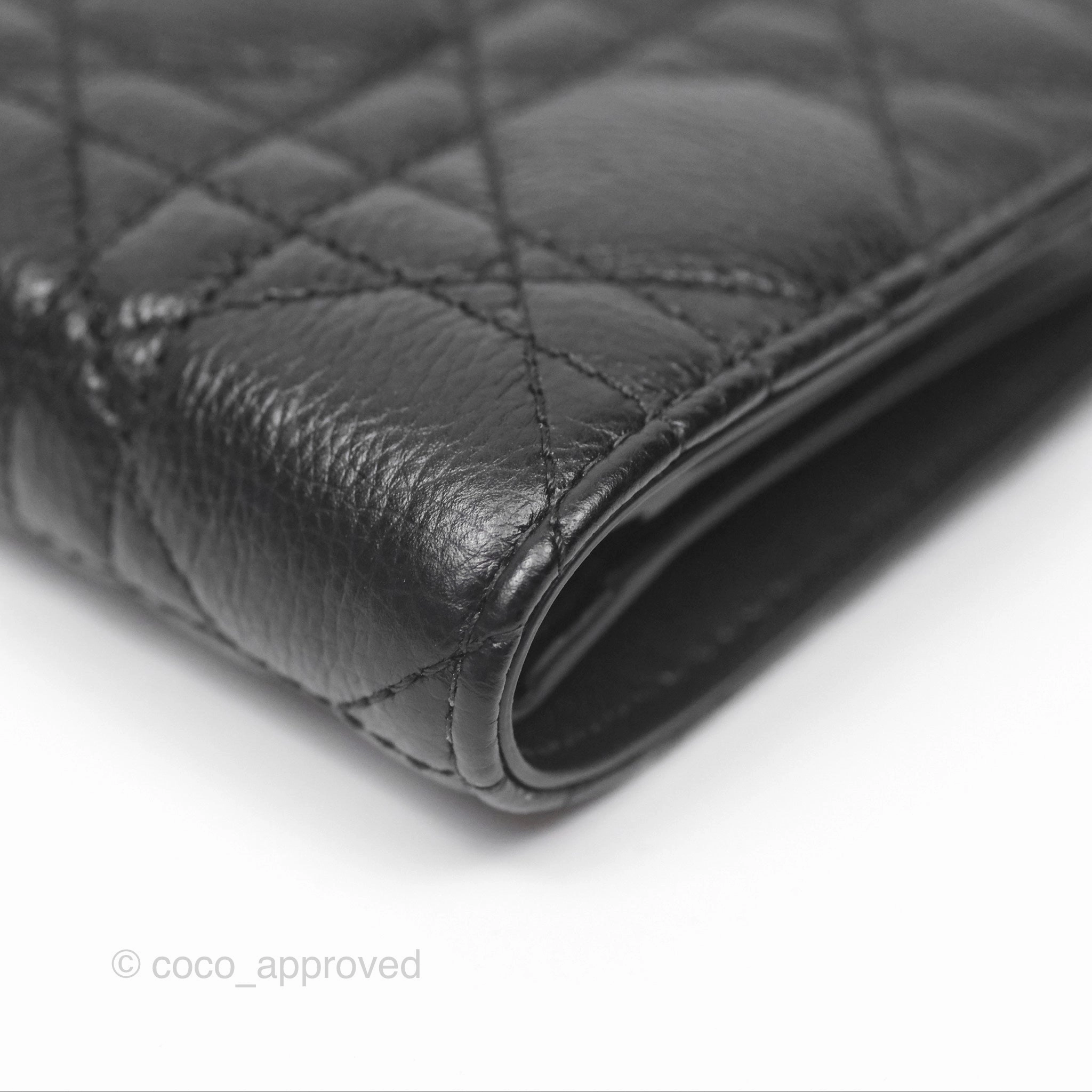 Christian Dior Caro Dahlia Wallet Black Calfskin Gold Hardware