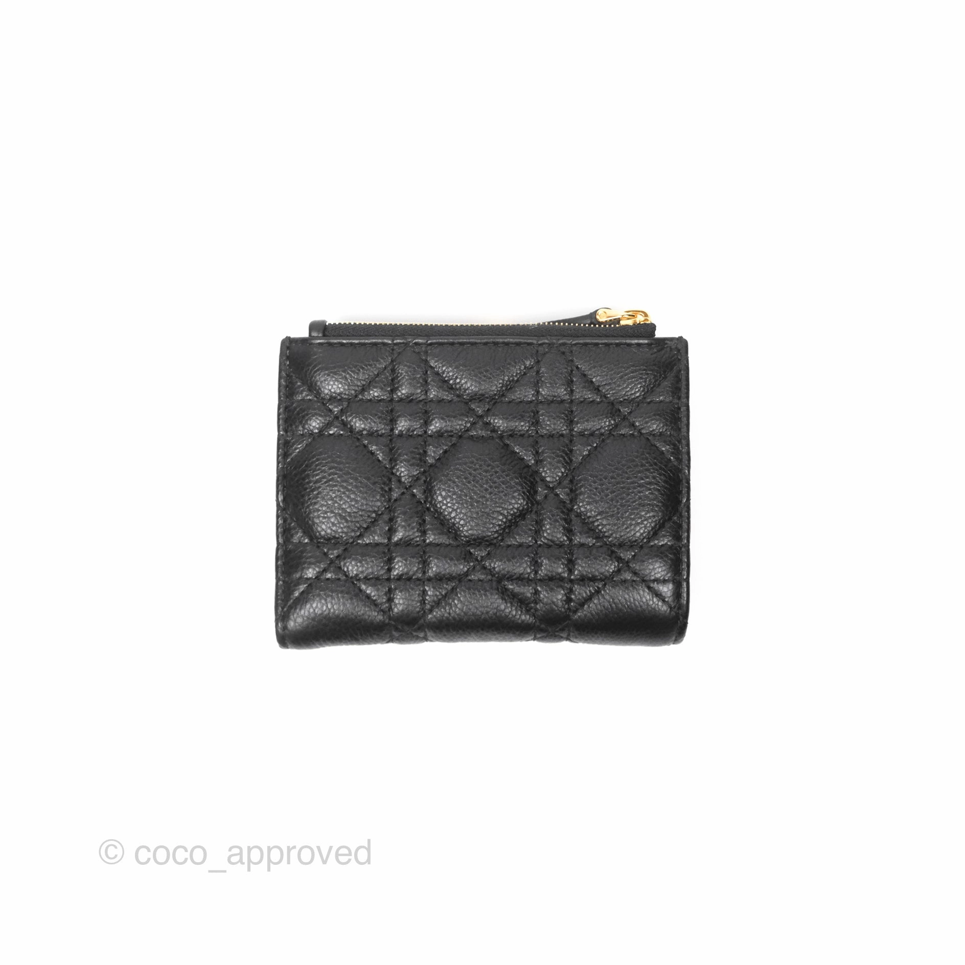 Christian Dior Caro Dahlia Wallet Black Calfskin Gold Hardware