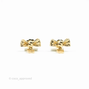 Christian Dior CD Bow Earrings Gold Tone