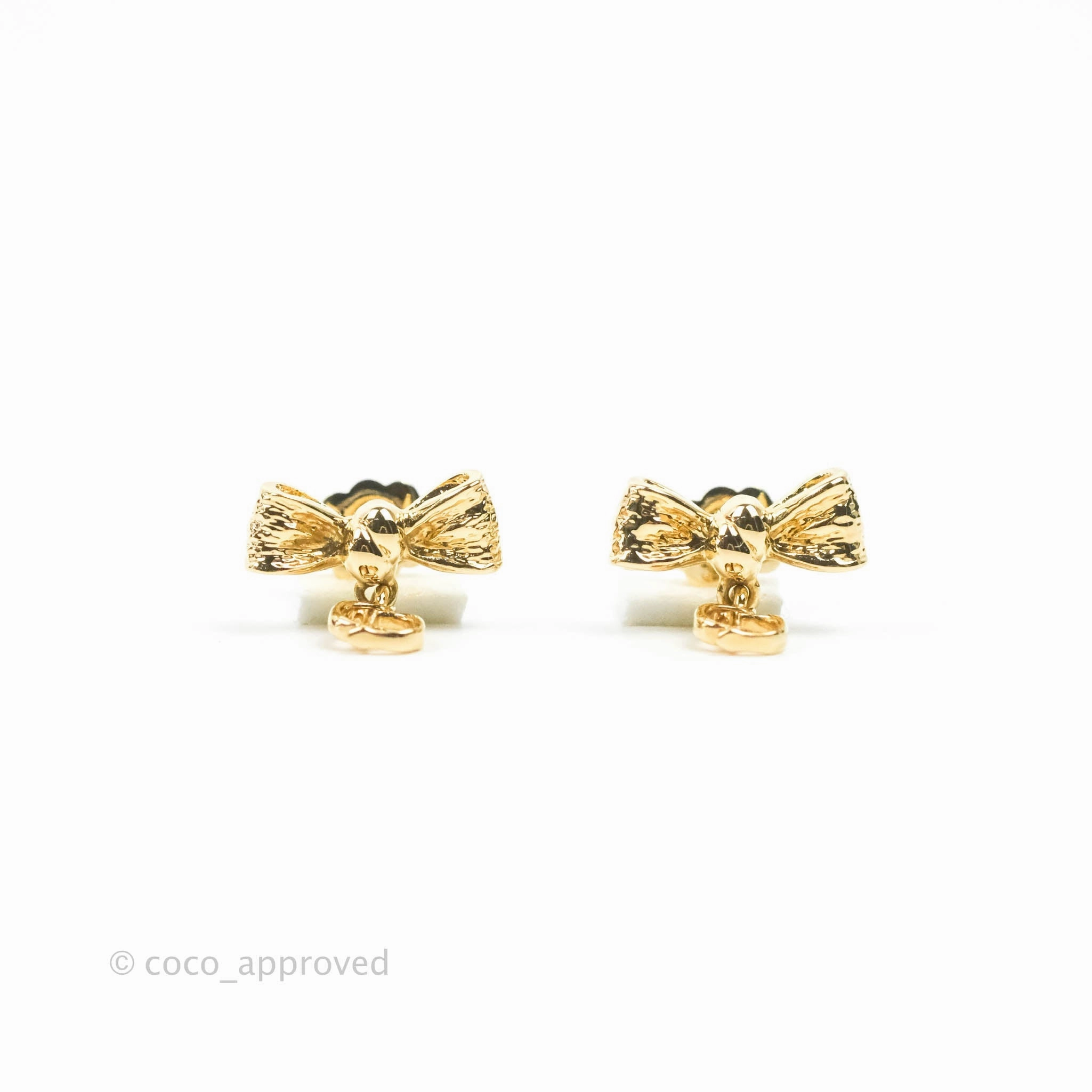 Christian Dior CD Bow Earrings Gold Tone