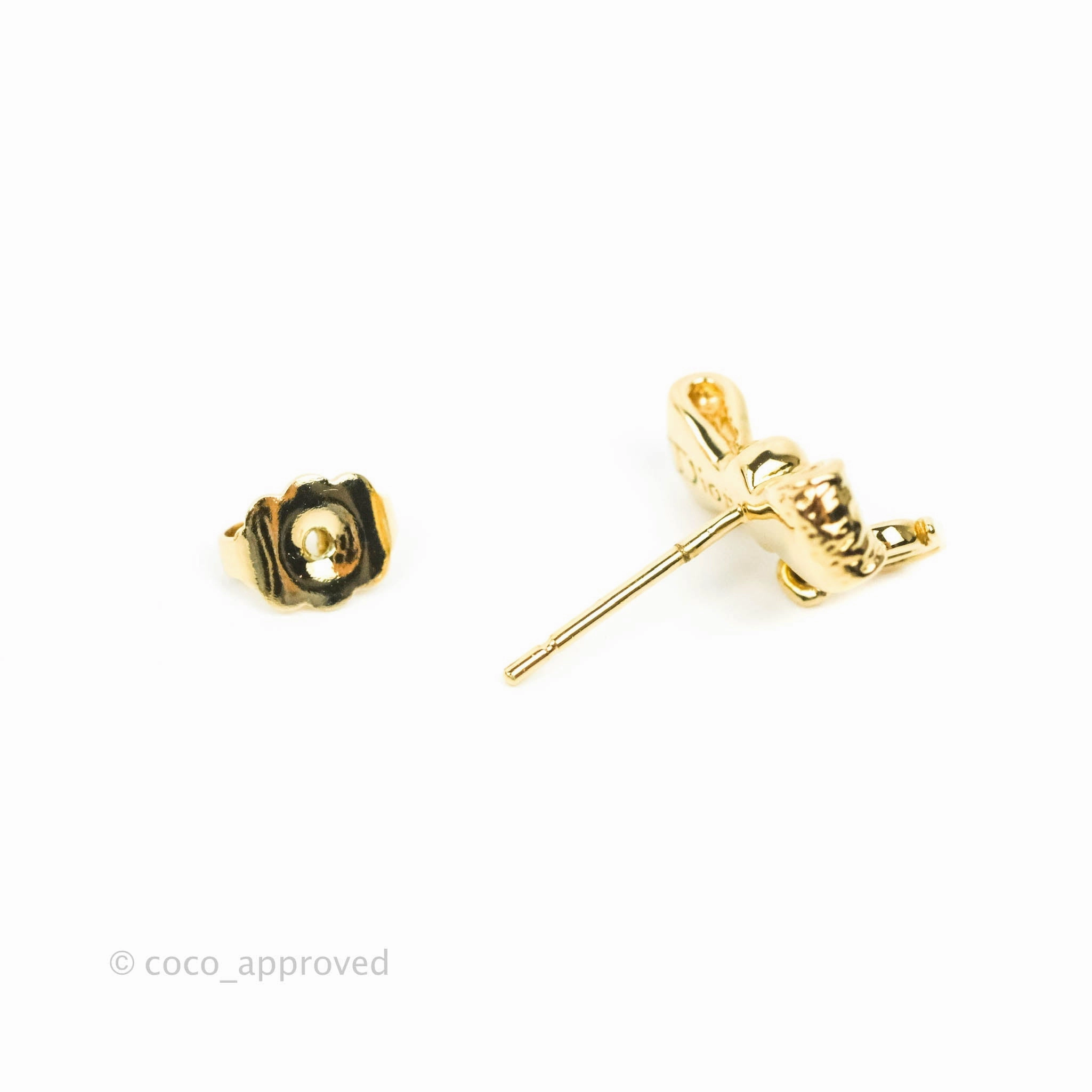 Christian Dior CD Bow Earrings Gold Tone