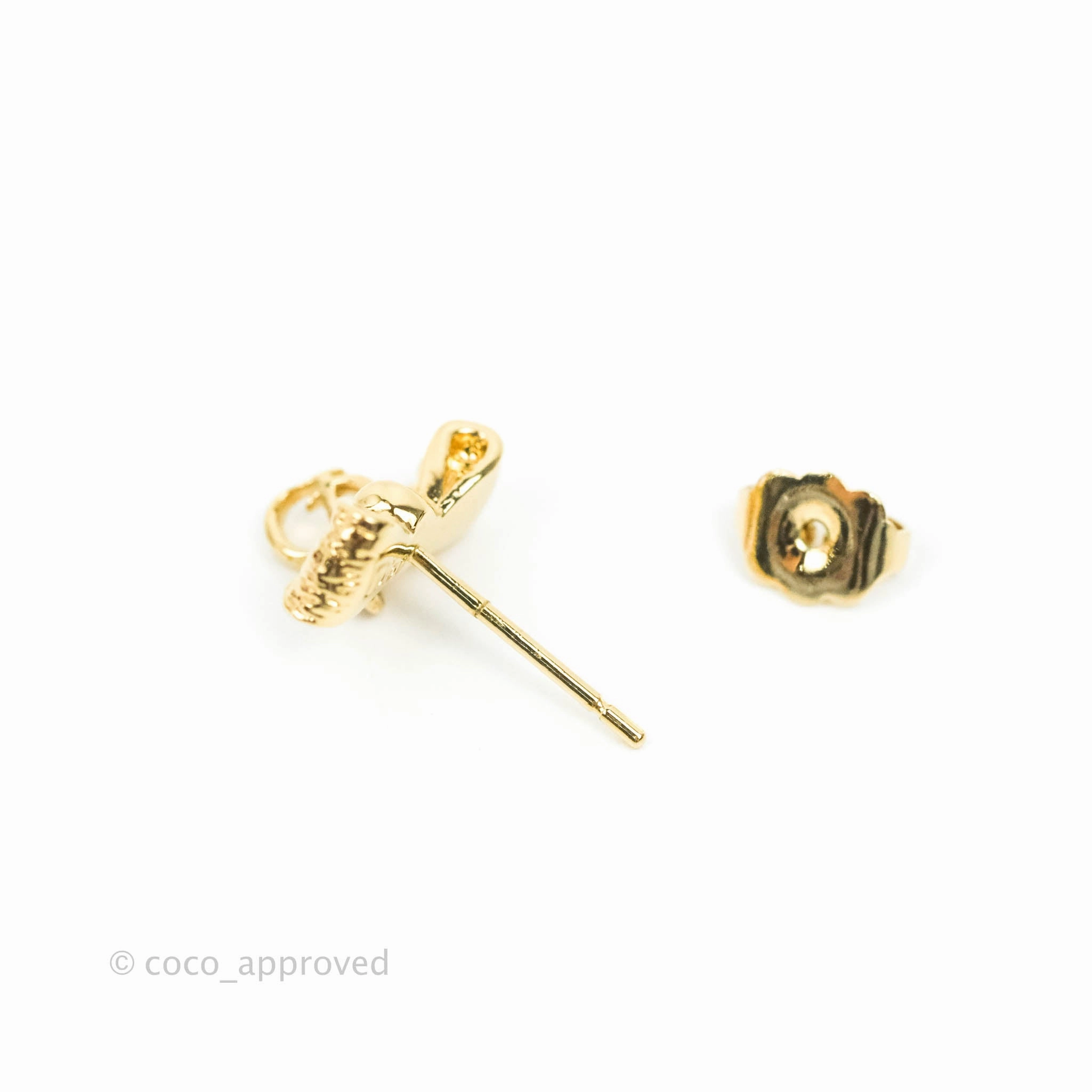 Christian Dior CD Bow Earrings Gold Tone