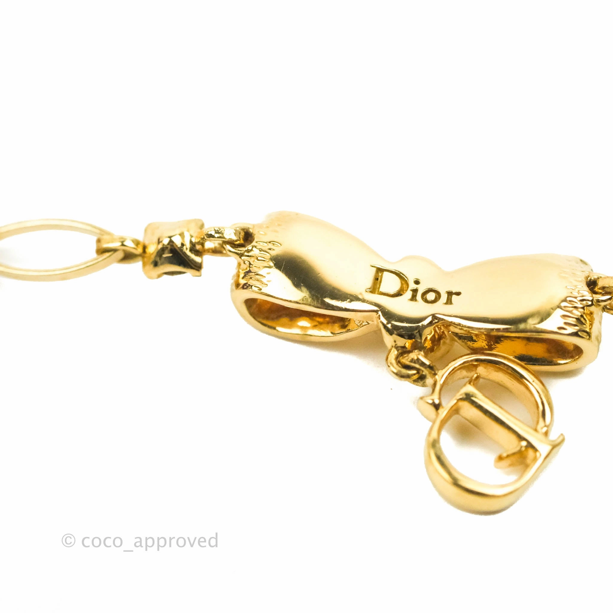 Christian Dior CD Crystal Bow Bracelet Gold Hardware