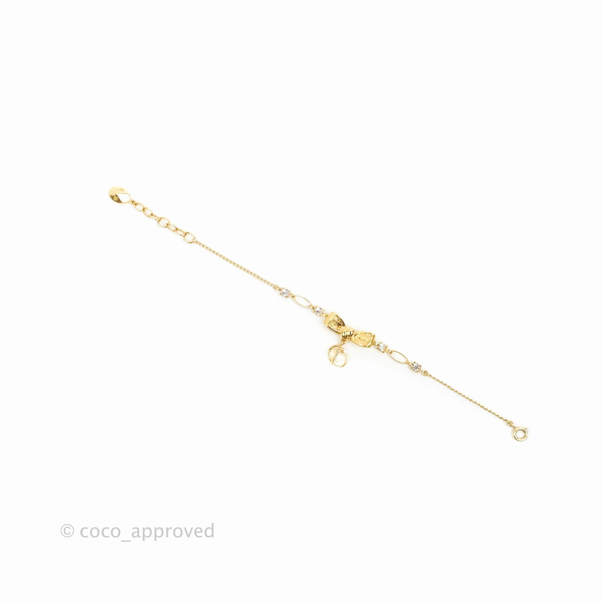 Christian Dior CD Crystal Bow Bracelet Gold Hardware