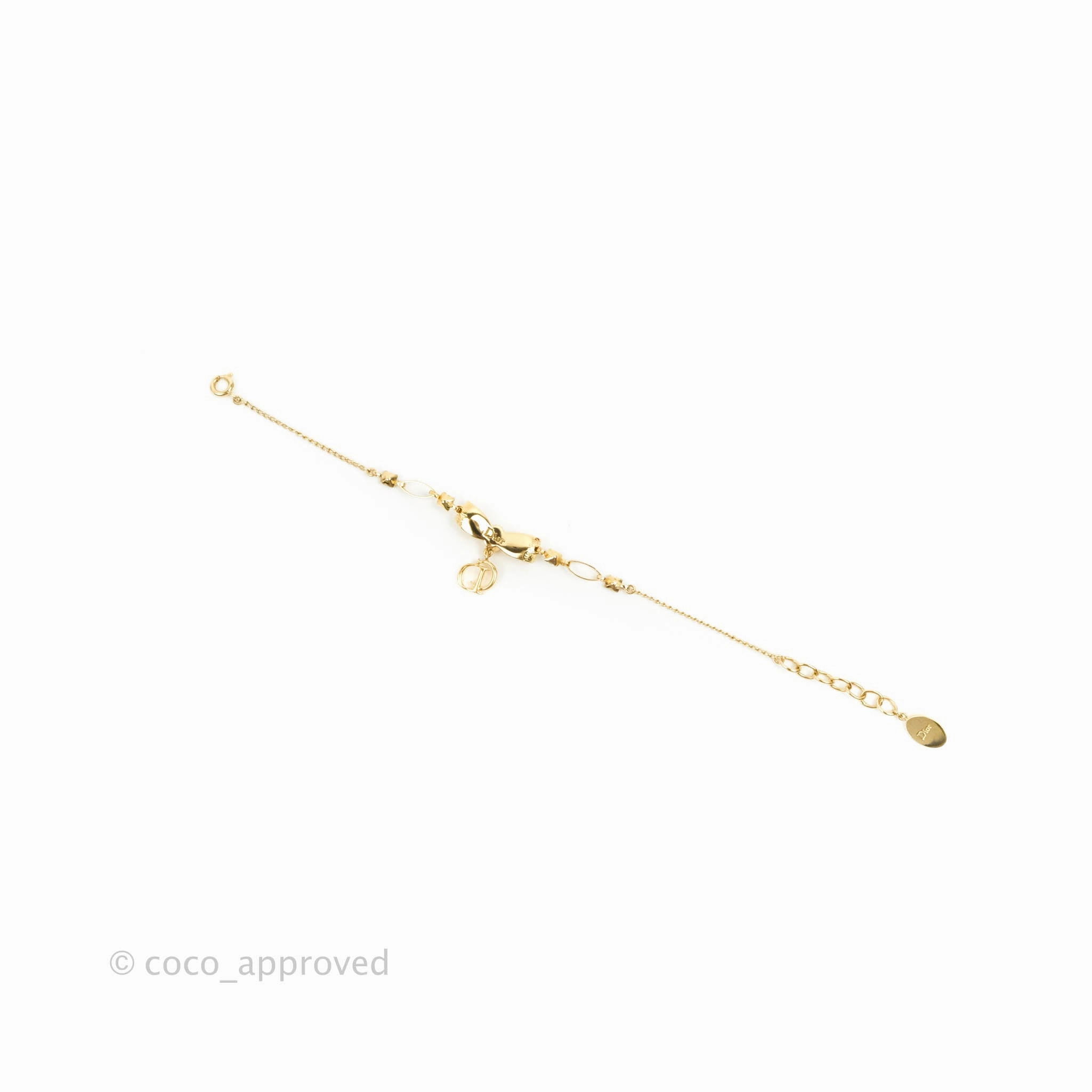 Christian Dior CD Crystal Bow Bracelet Gold Hardware