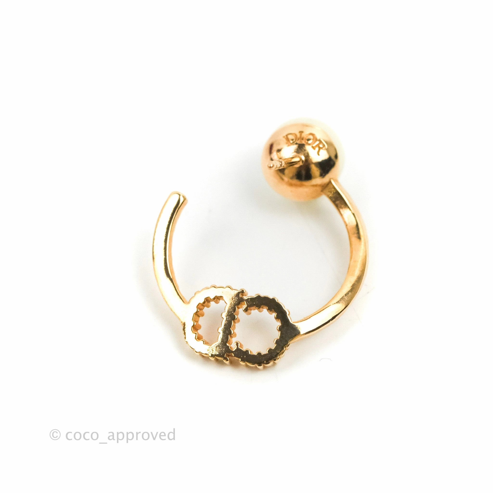 Christian Dior CD Crystal Pearl Hoop Earrings Pink Gold Tone
