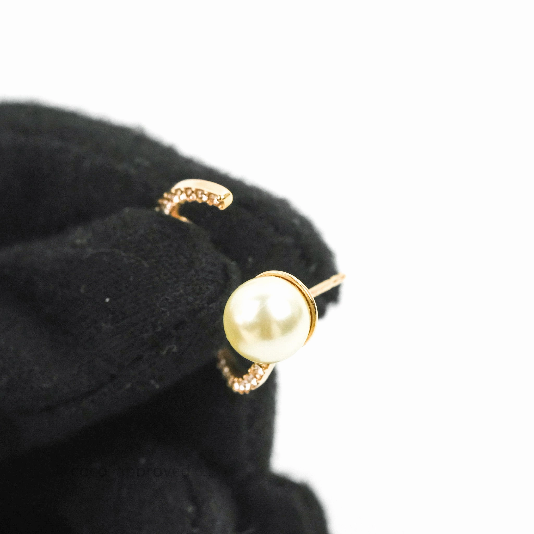 Christian Dior CD Crystal Pearl Hoop Earrings Pink Gold Tone