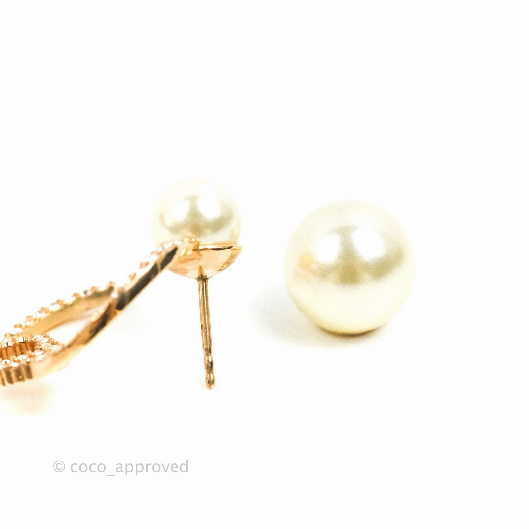 Christian Dior CD Crystal Pearl Hoop Earrings Pink Gold Tone