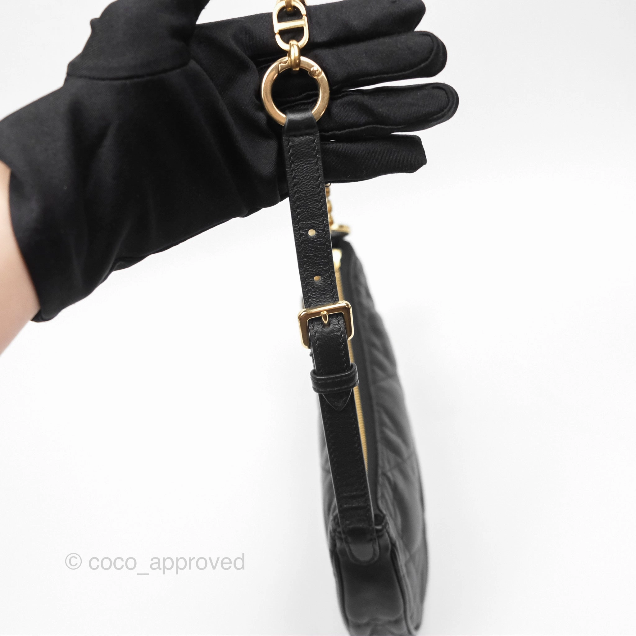 Christian Dior CD Lounge Bag Black Supple Macrocannage Lambskin