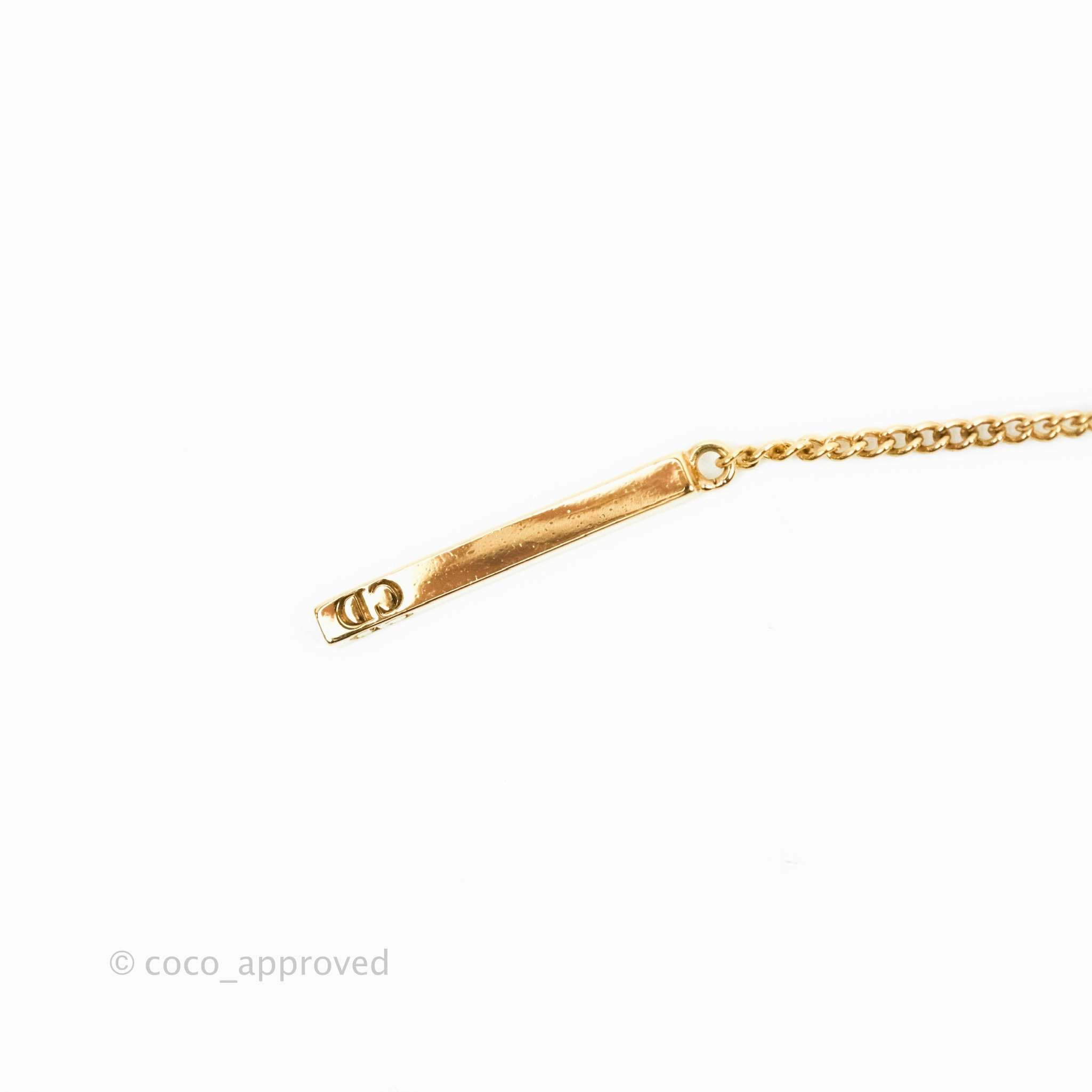 Christian Dior CD Pearl Long Drop Earrings Gold Tone