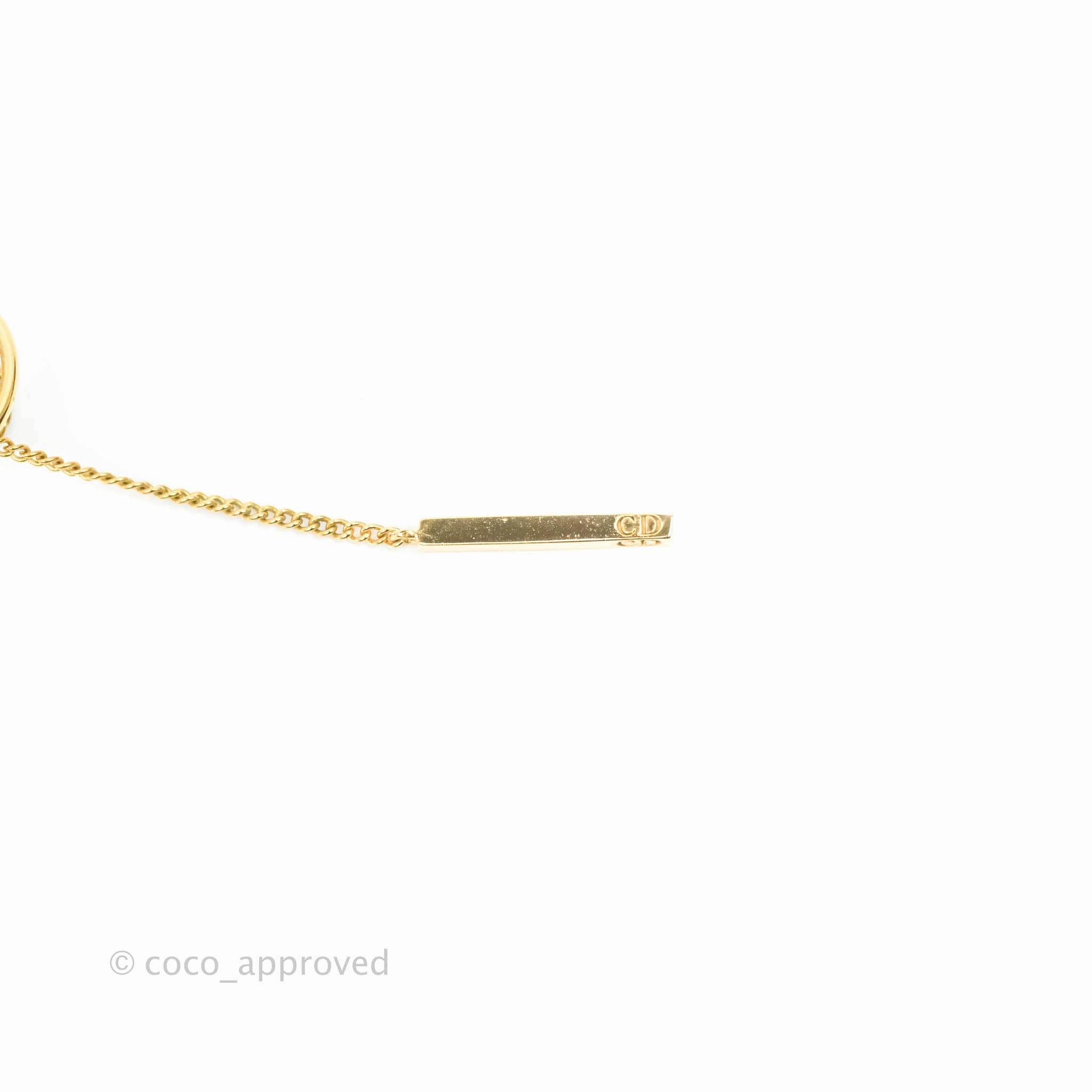 Christian Dior CD Pearl Long Drop Earrings Gold Tone