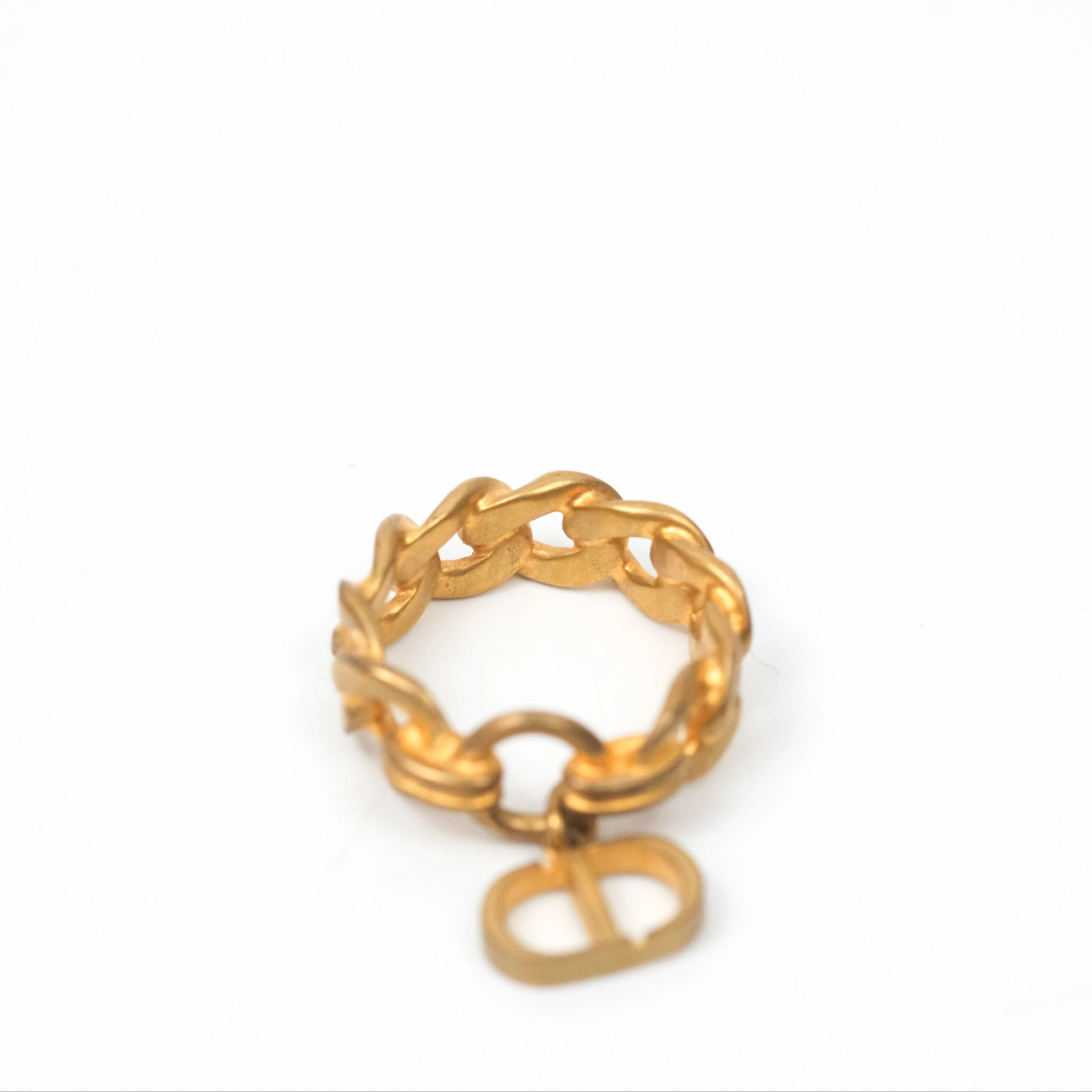 Christian Dior Chain Drop CD Logo Ring Size M