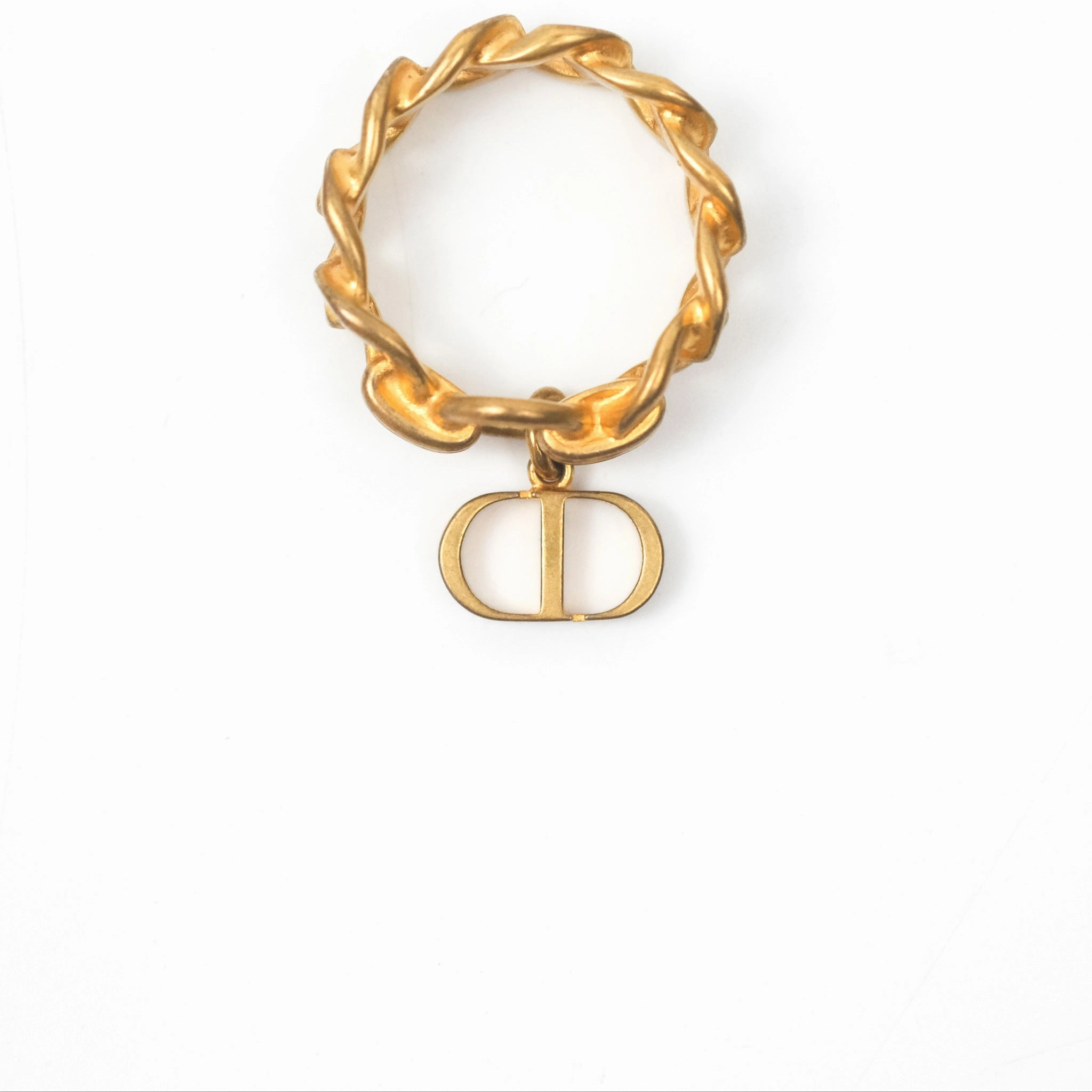 Christian Dior Chain Drop CD Logo Ring Size M