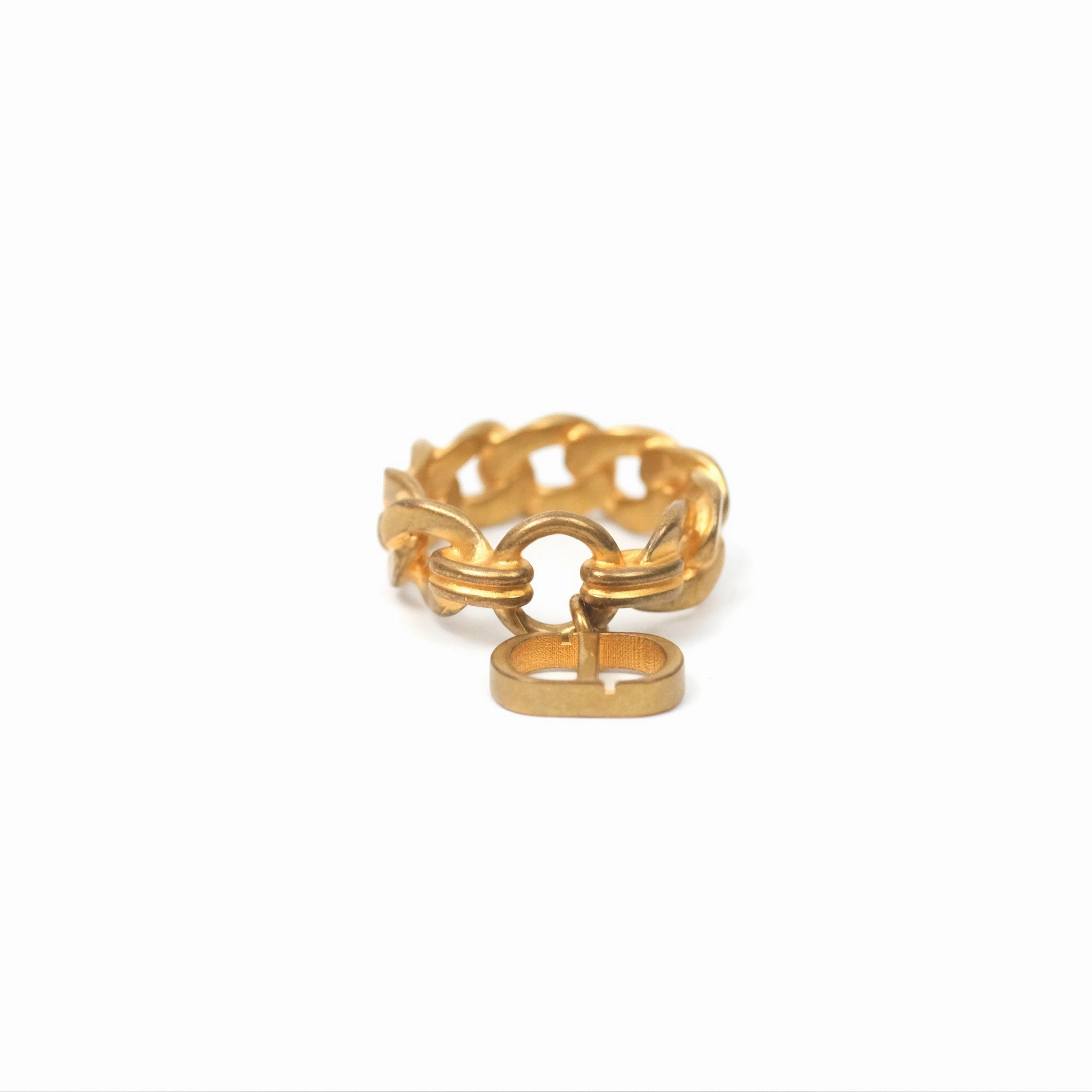 Christian Dior Chain Drop CD Logo Ring Size M