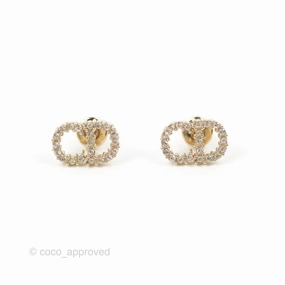 Christian Dior Clair D Lune Earrings Crystal Gold Tone