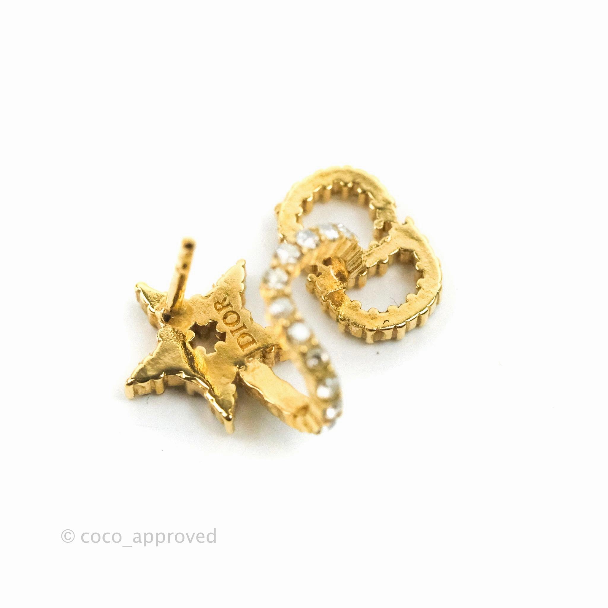 Christian Dior Clair D Lune Earrings Gold Tone