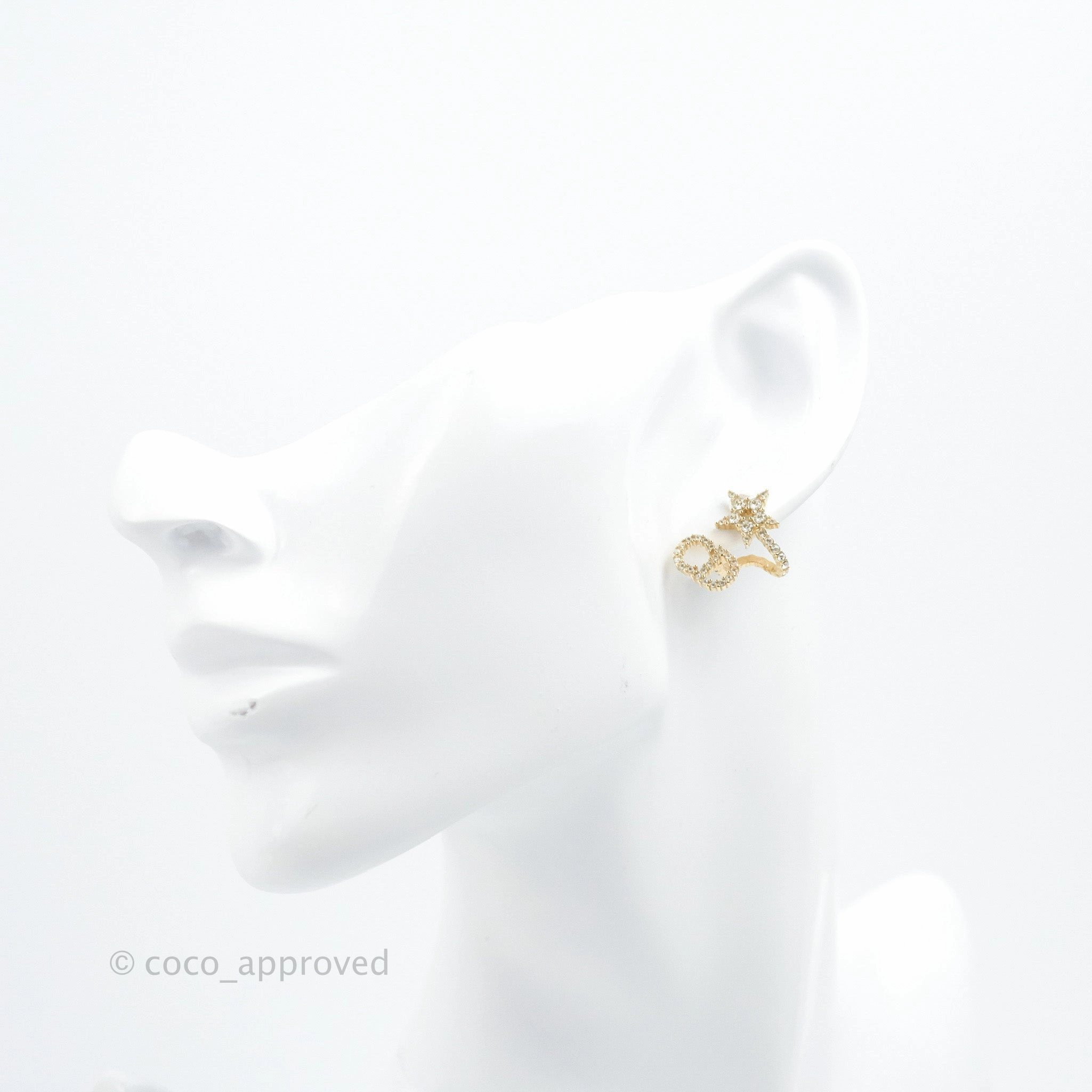 Christian Dior Clair D Lune Earrings Gold Tone
