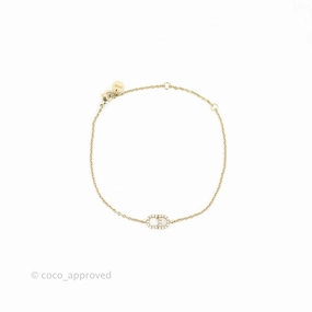 Christian Dior Crystal CD Bracelet Gold Tone