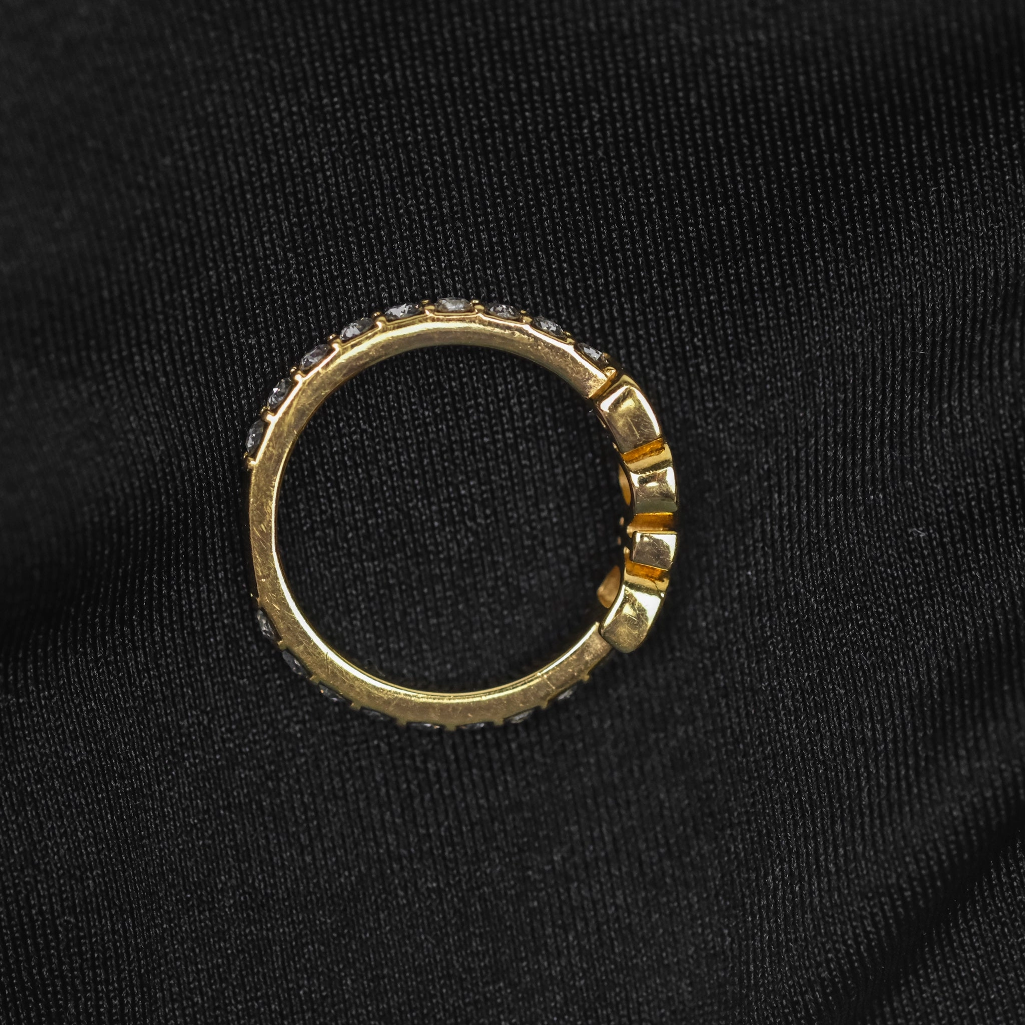 Christian Dior Crystal Logo Ring Gold Tone Size M