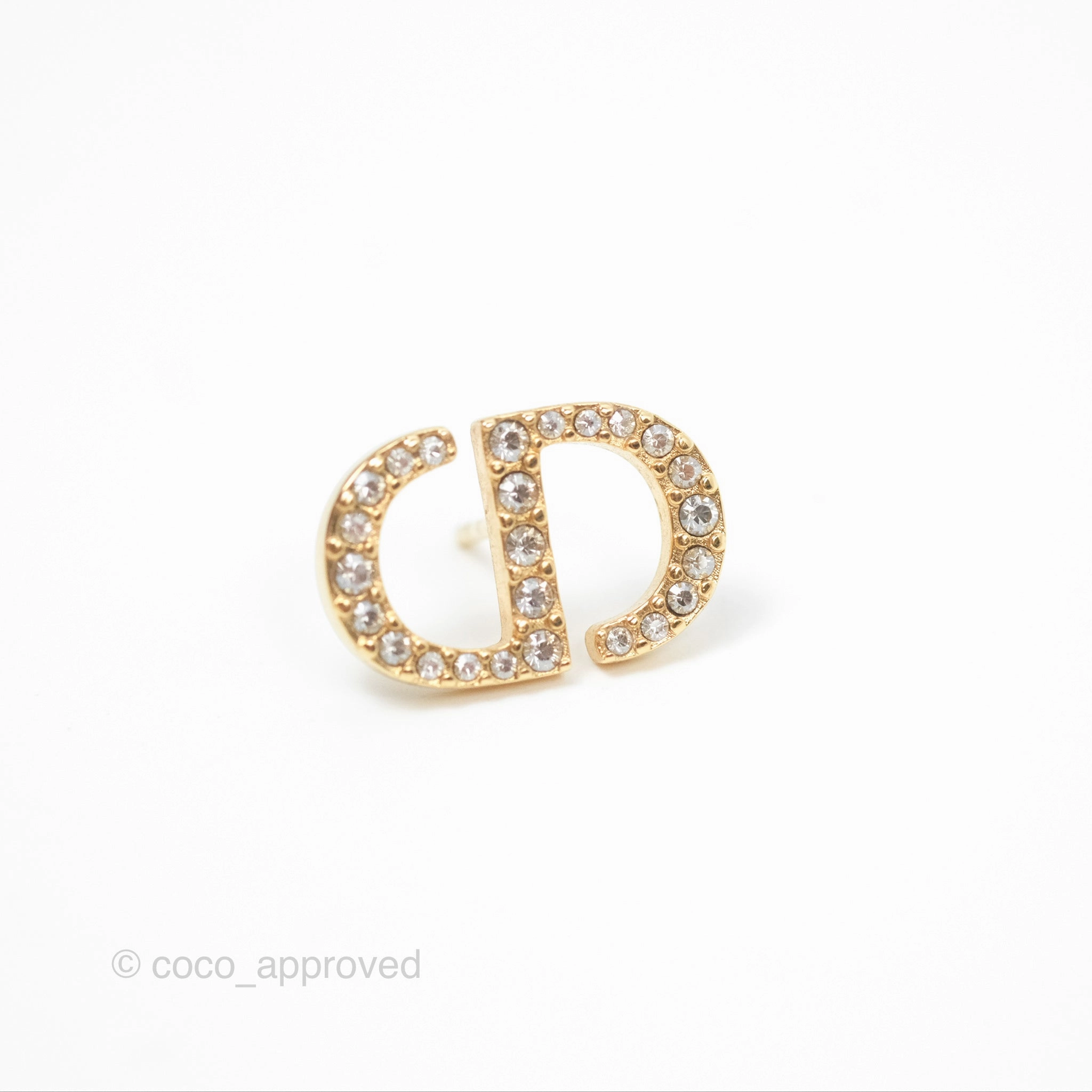 Christian Dior Crystal Pearl Drop Earrings Gold Tone