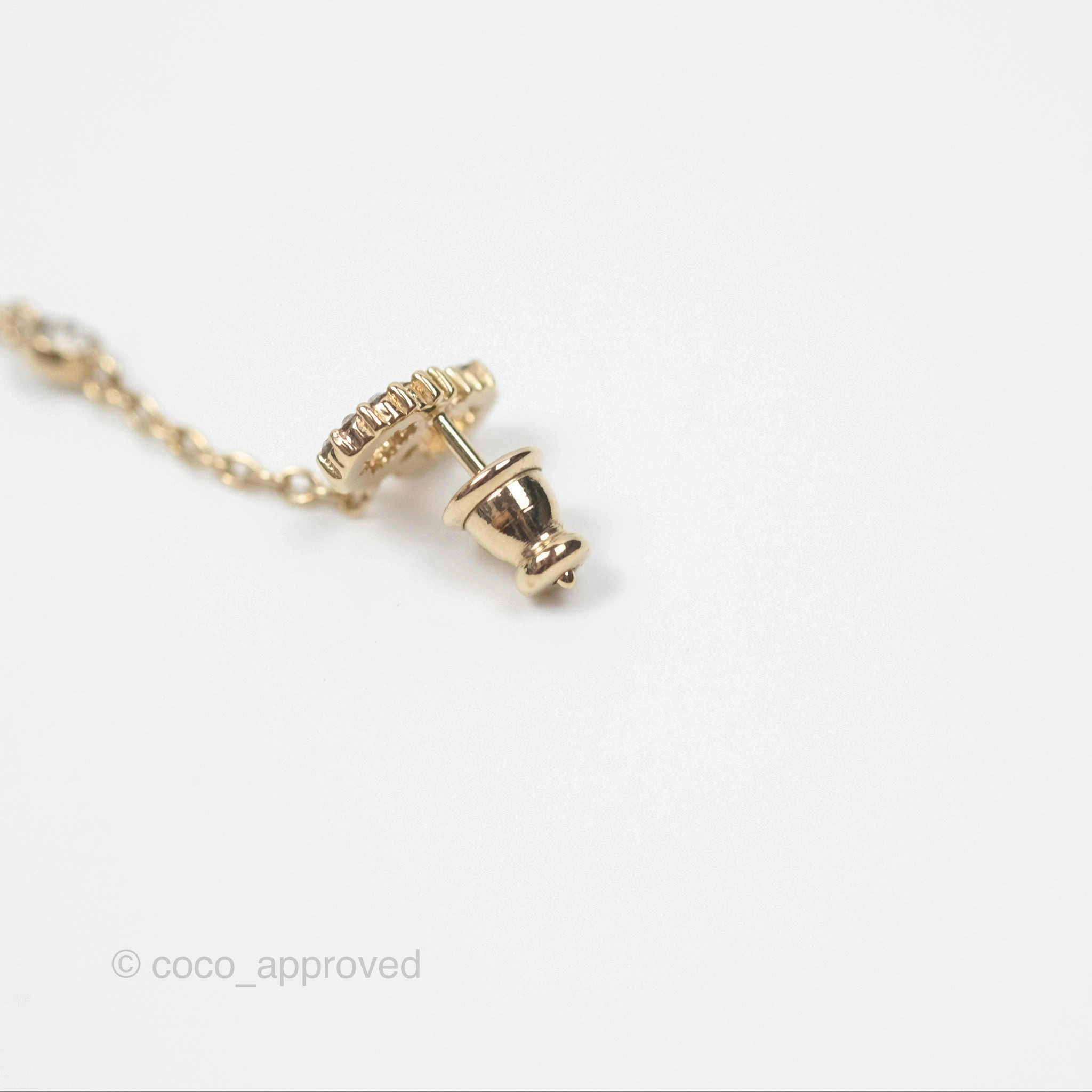 Christian Dior Crystal Pearl Shiny D Earrings Gold Tone