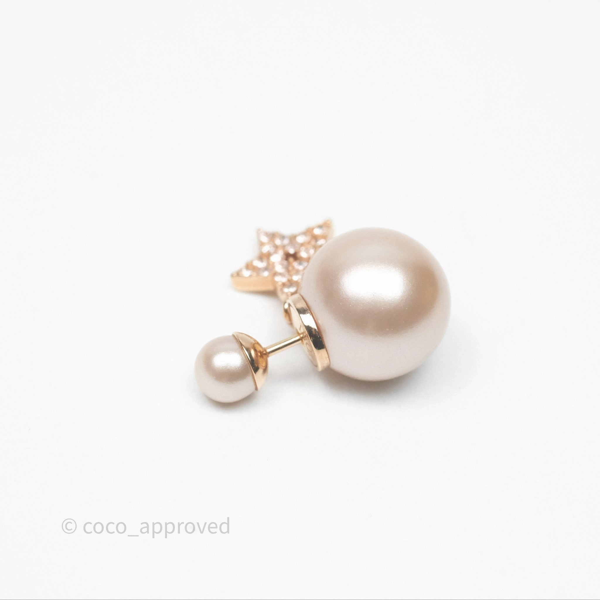 Christian Dior Crystal Pearl Tribales Earrings Pink Tone