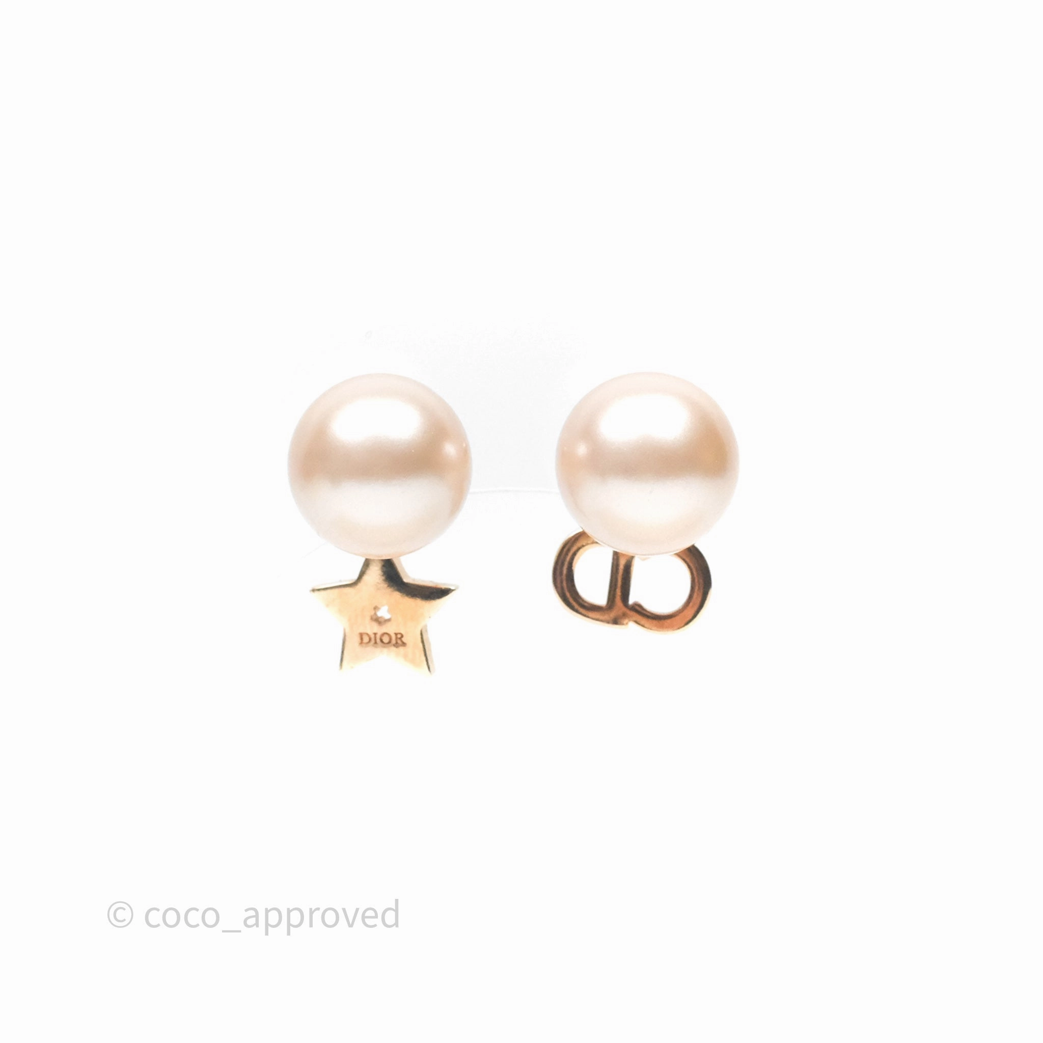 Christian Dior Crystal Pearl Tribales Earrings Pink Tone