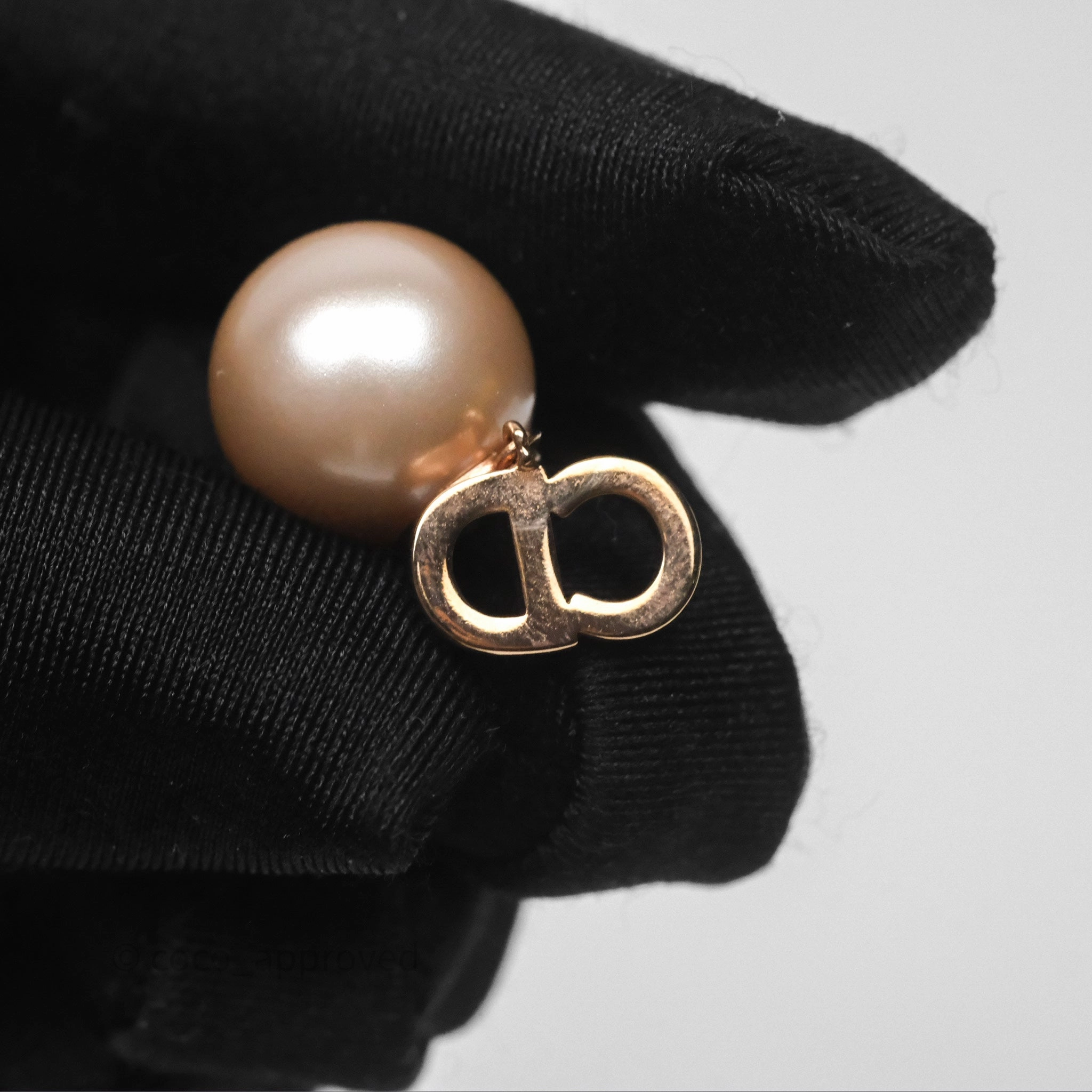 Christian Dior Crystal Pearl Tribales Earrings Pink Tone