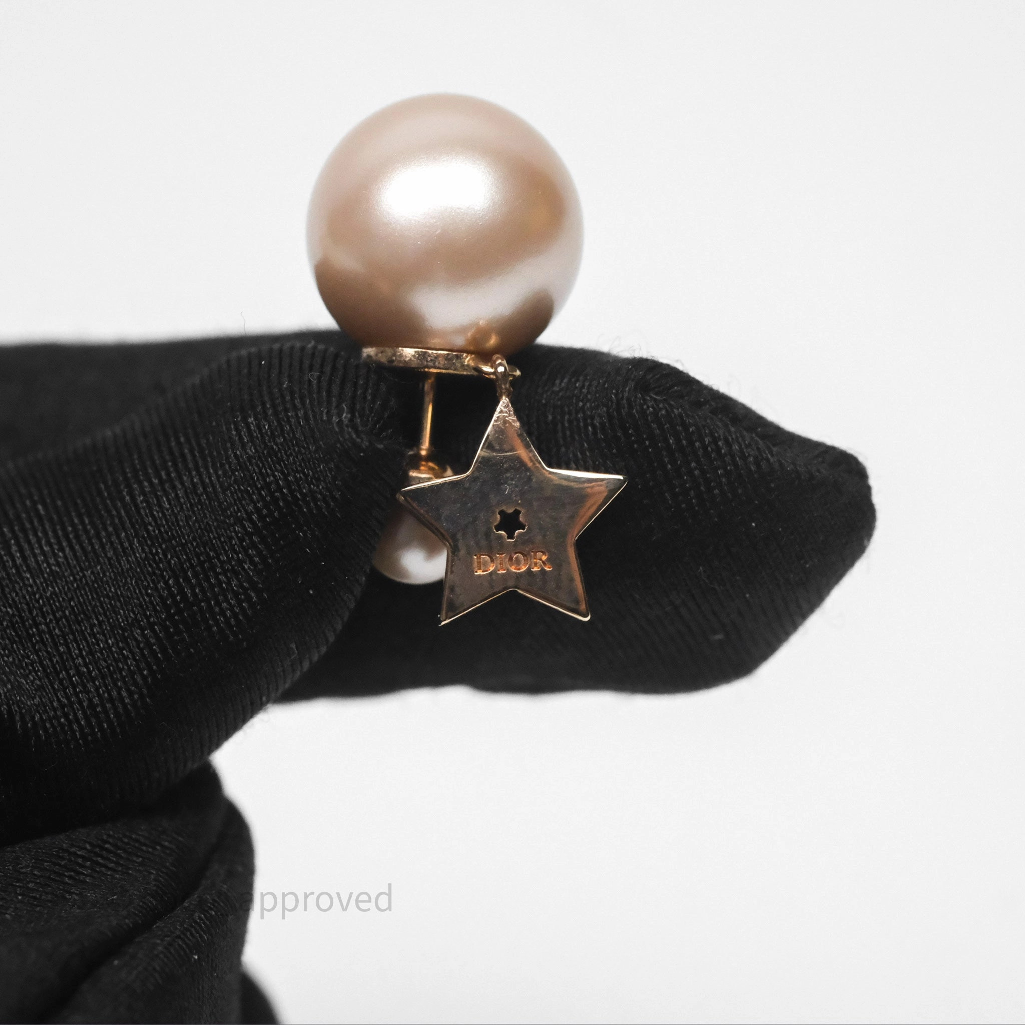 Christian Dior Crystal Pearl Tribales Earrings Pink Tone