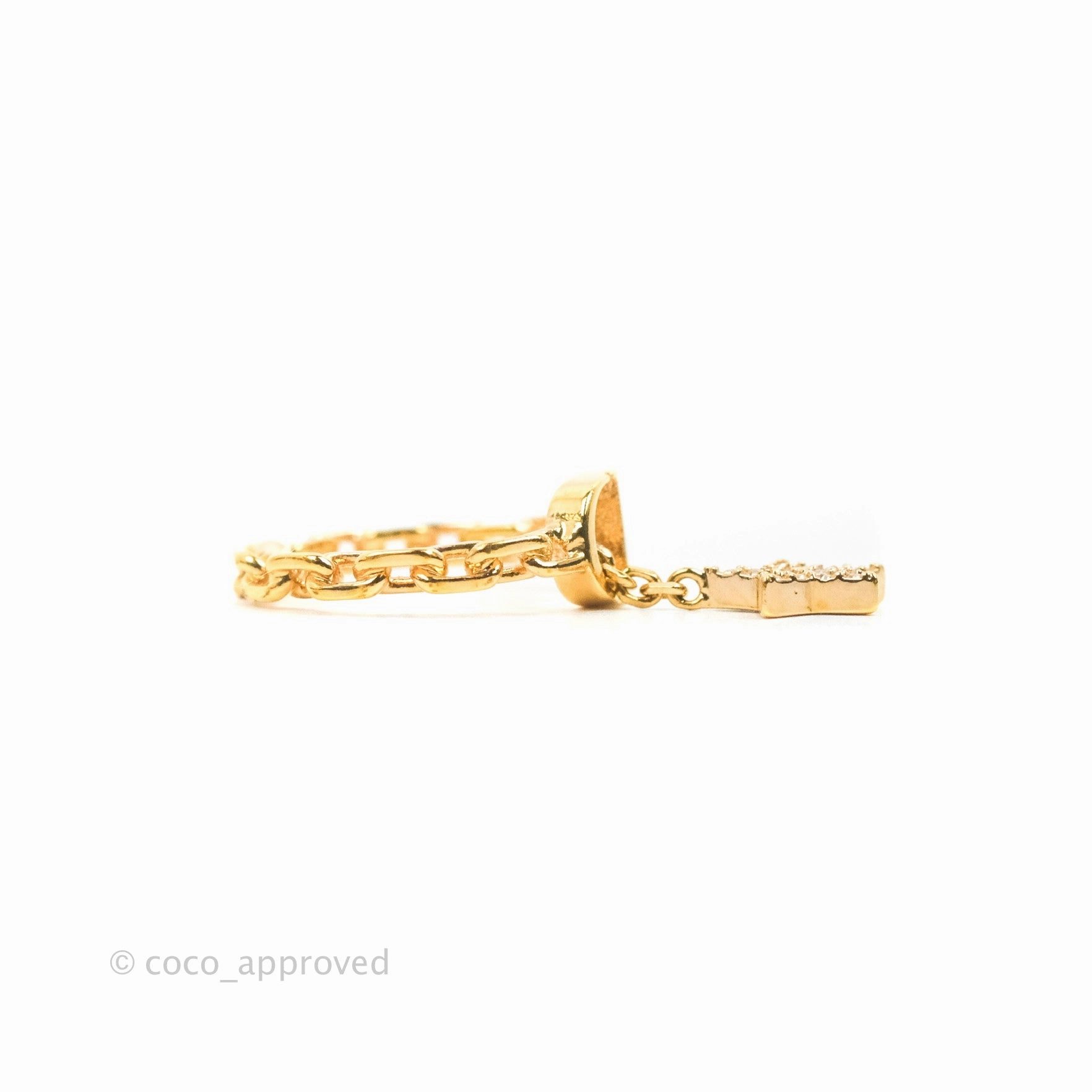 Christian Dior Crystal Petit CD Star Charm Rings Pink Gold